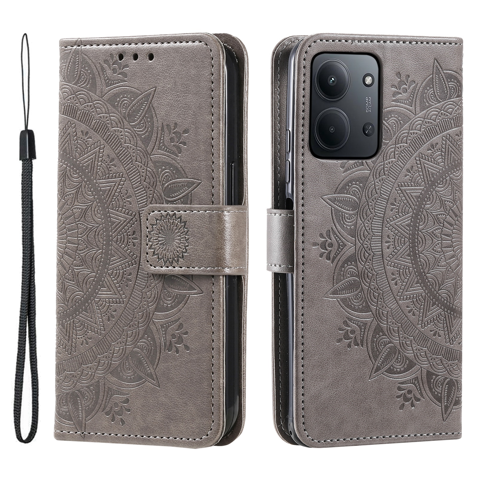 Xiaomi Redmi 15C Leren Mandalahoesje Grijs