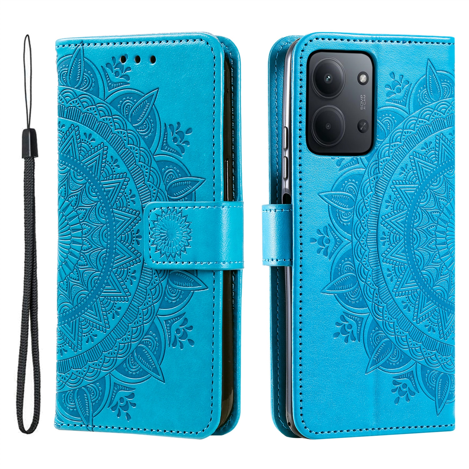 Xiaomi Redmi 15C Leren Mandalahoesje Blauw