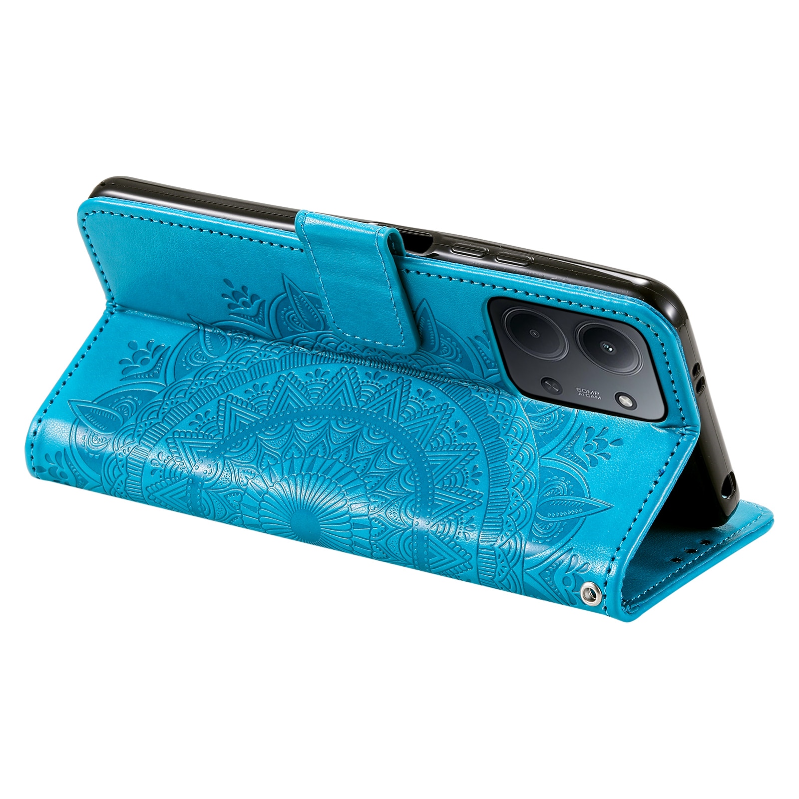 Xiaomi Redmi 15C Leren Mandalahoesje Blauw