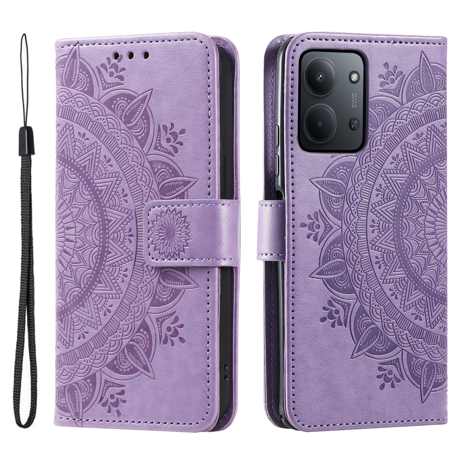 Xiaomi Redmi 15C Leren Mandalahoesje Paars
