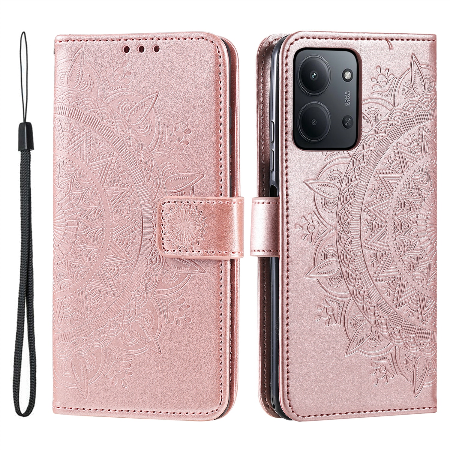 Xiaomi Redmi 15C Leren Mandalahoesje Rosé goud