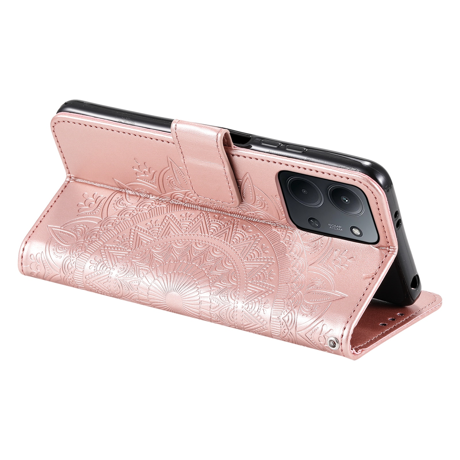 Xiaomi Redmi 15C Leren Mandalahoesje Rosé goud