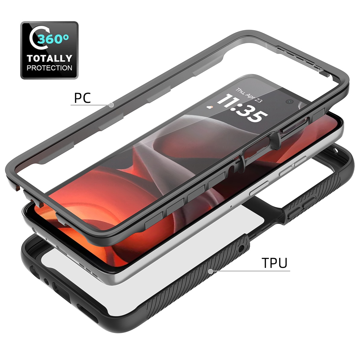 Motorola Moto G56 Full Protection Case Zwart
