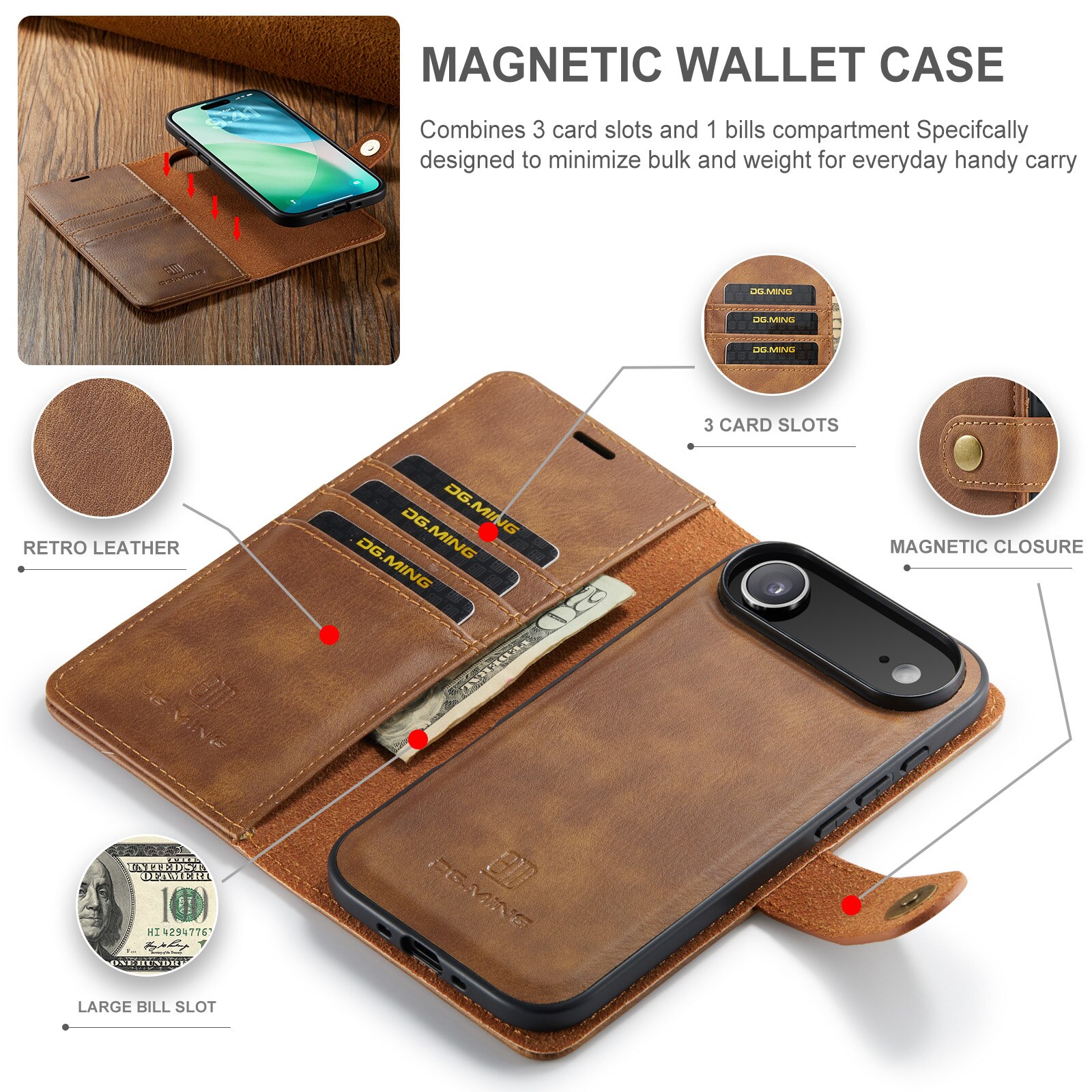 Magnet Wallet iPhone 17 Air Cognac