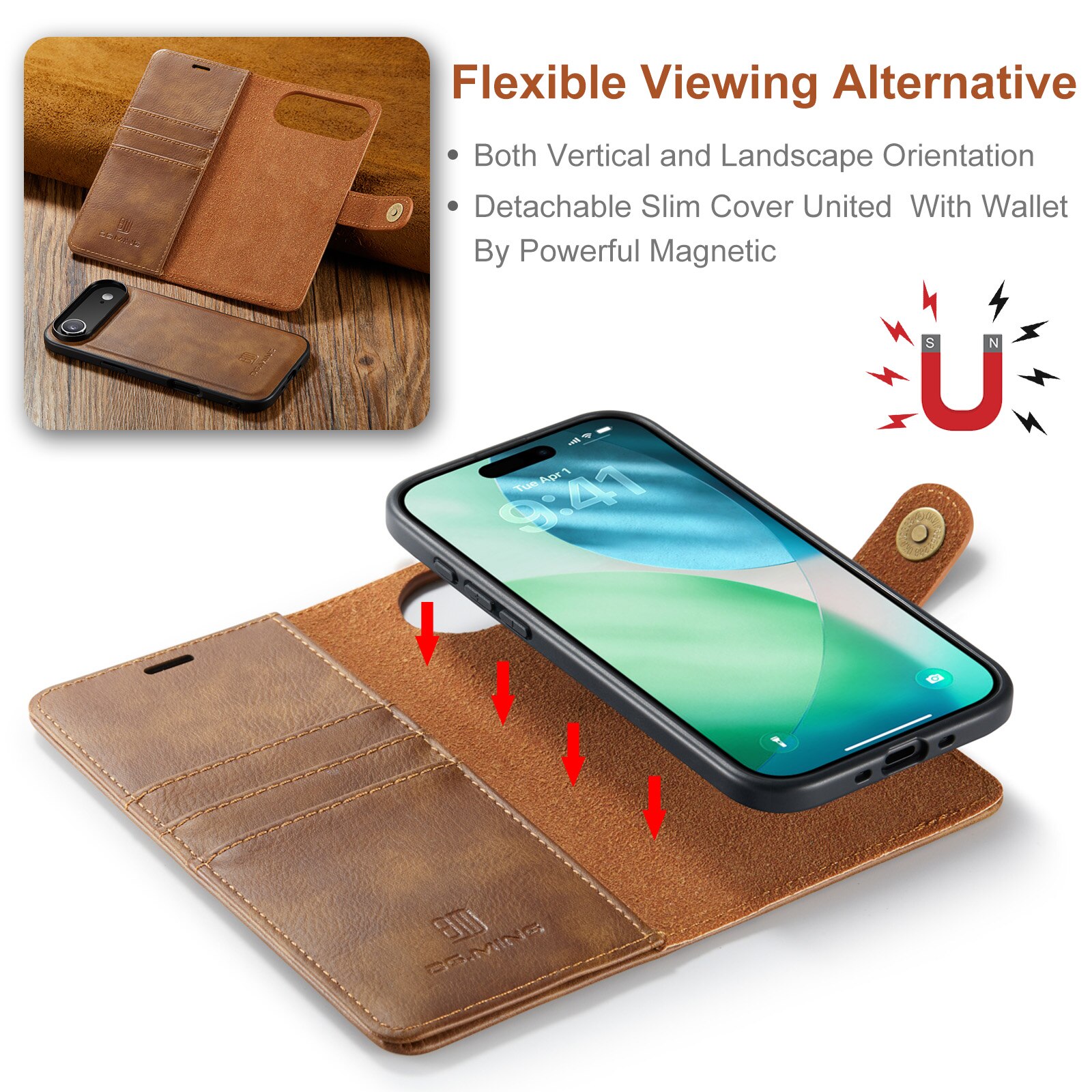 Magnet Wallet iPhone 17 Air Cognac