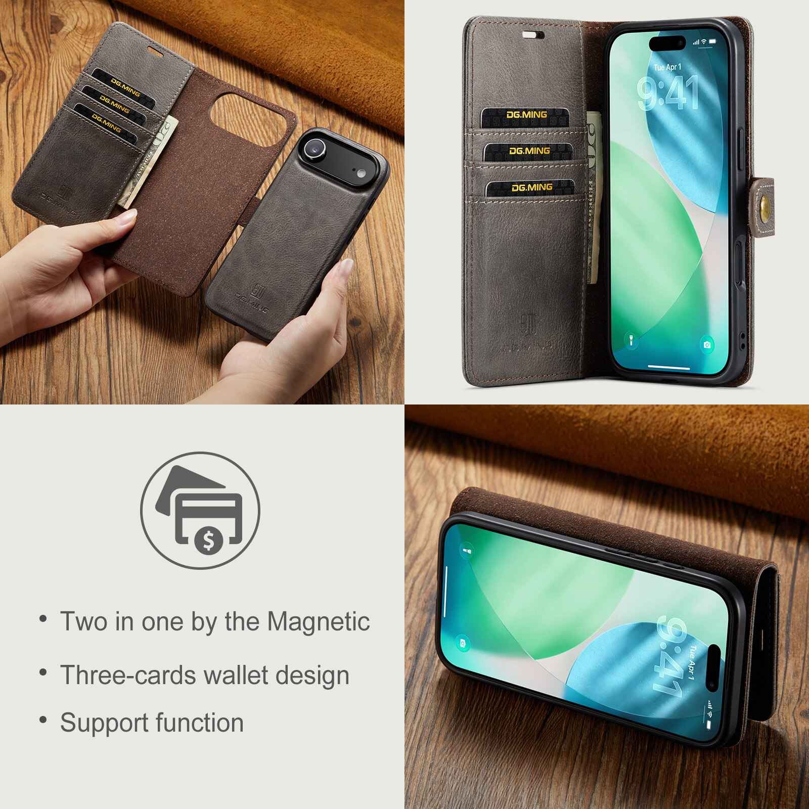 Magnet Wallet iPhone 17 Air Brown