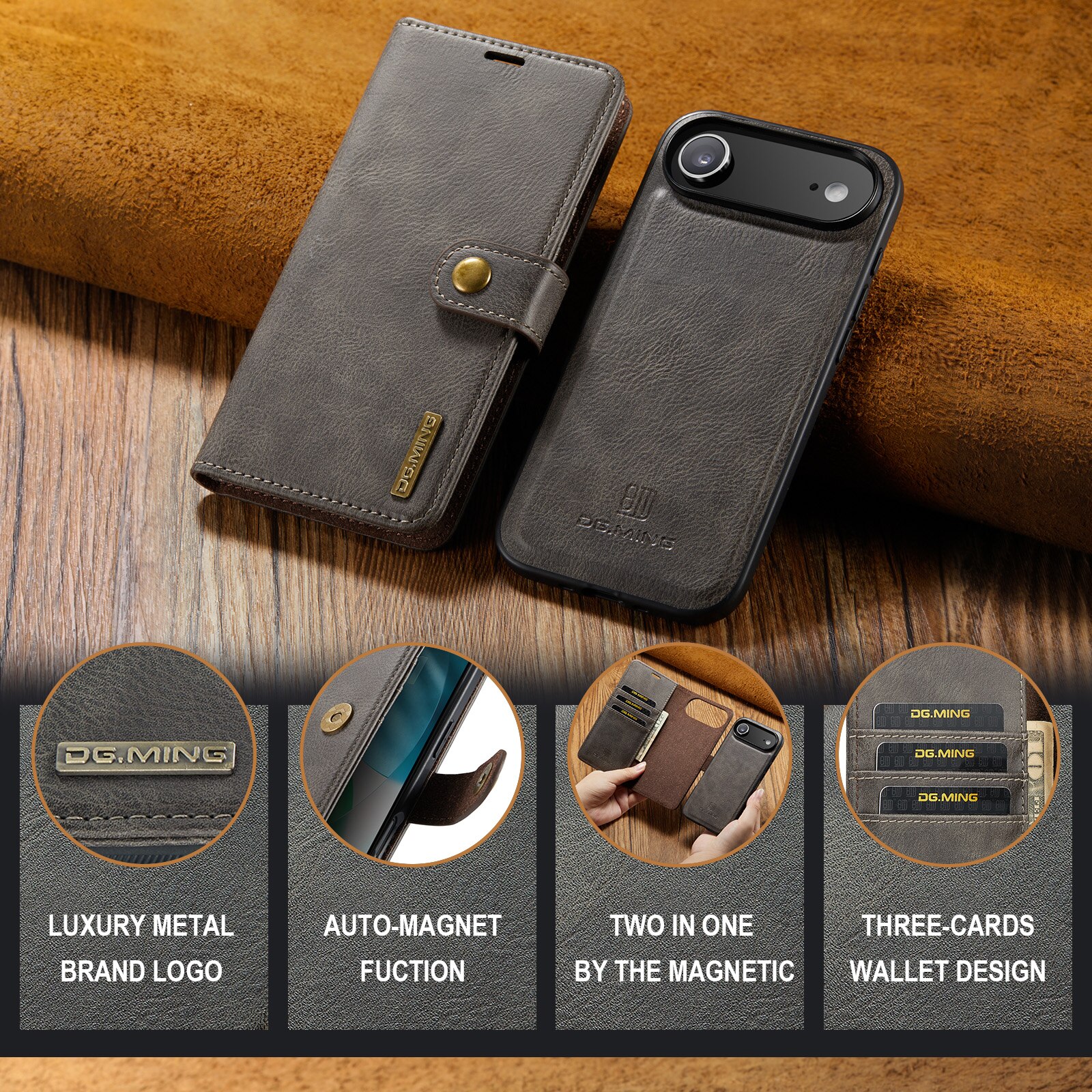 Magnet Wallet iPhone 17 Air Brown