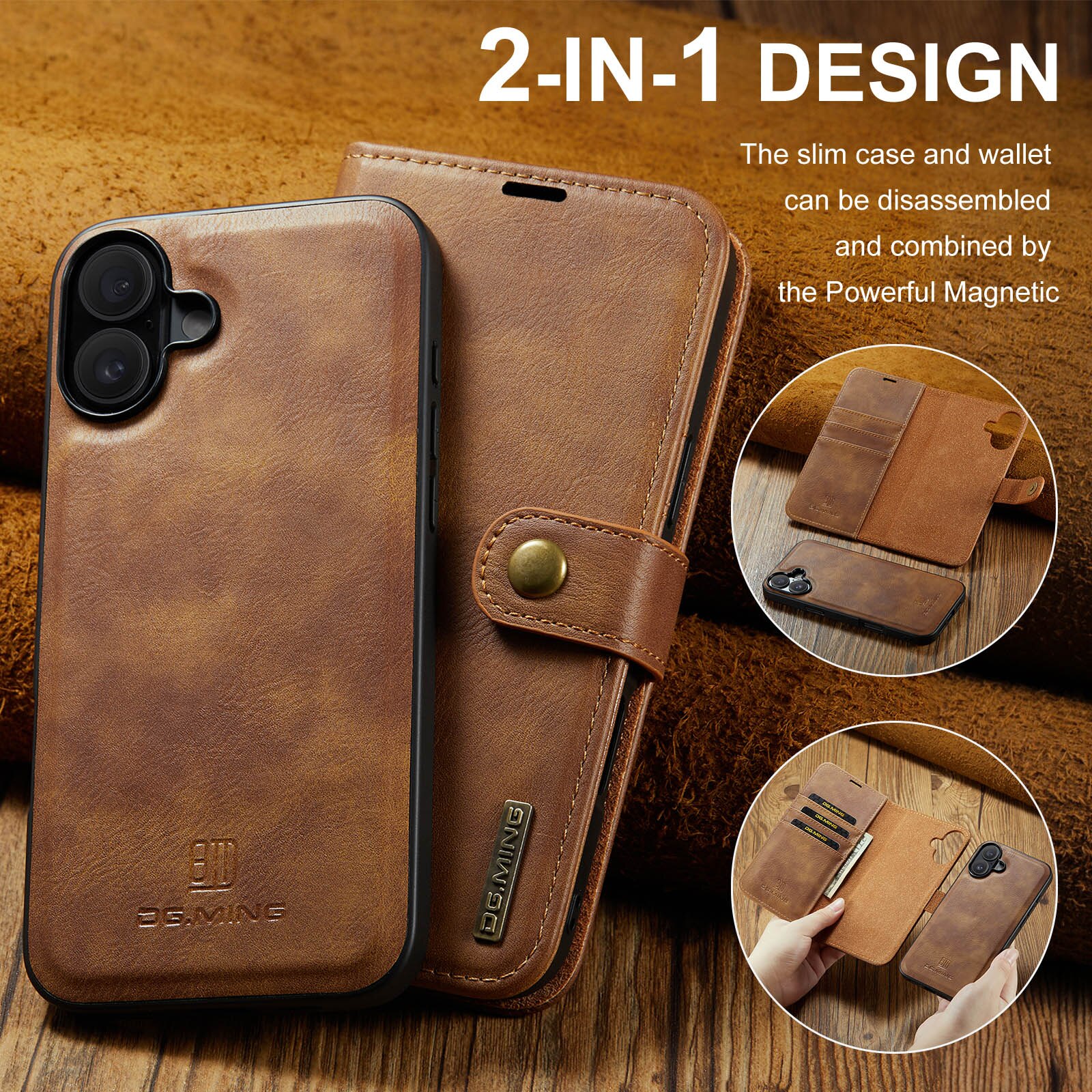 Magnet Wallet iPhone 17 Cognac