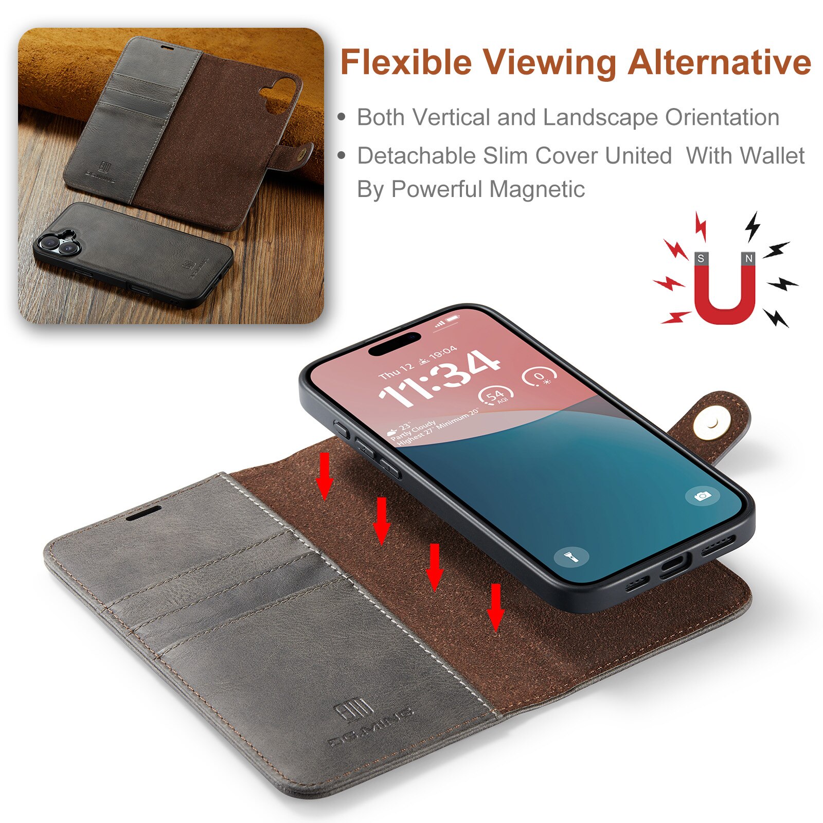 Magnet Wallet iPhone 17 Brown