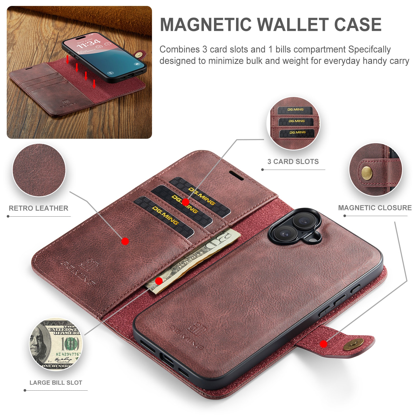 Magnet Wallet iPhone 17 Red