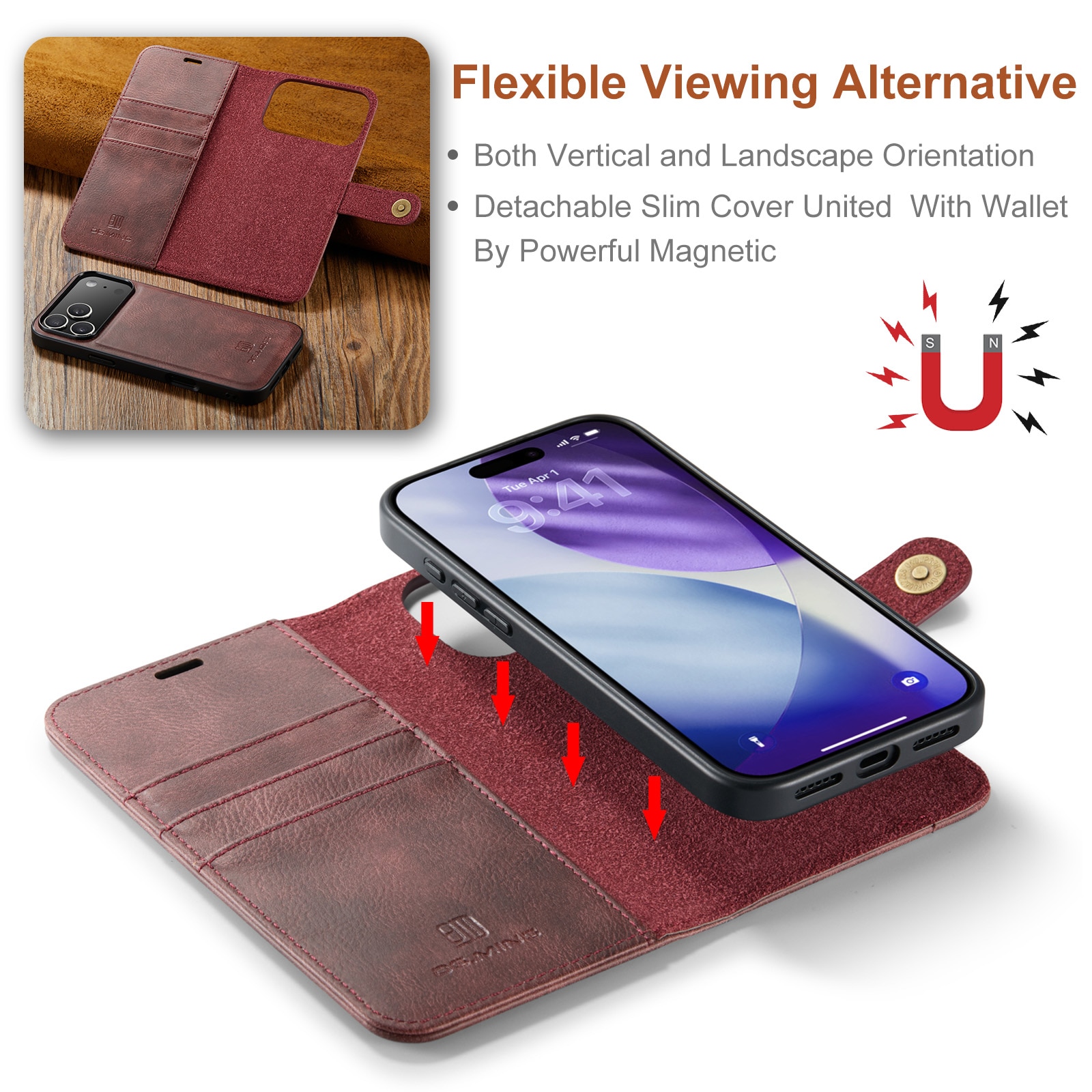 Magnet Wallet iPhone 17 Pro Max Red