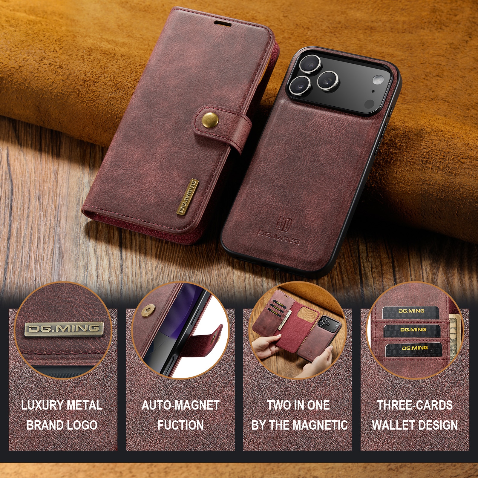 Magnet Wallet iPhone 17 Pro Max Red