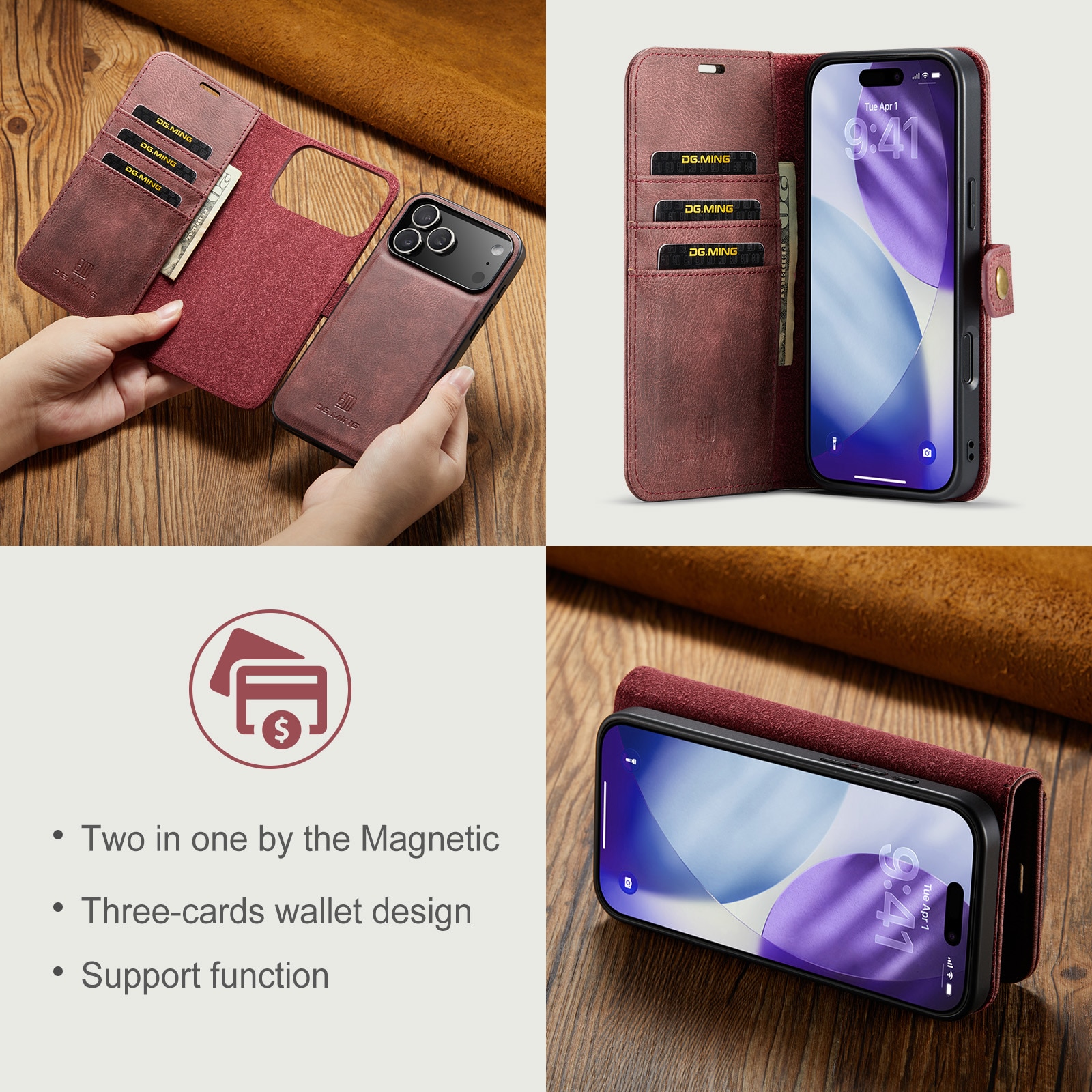 Magnet Wallet iPhone 17 Pro Max Red