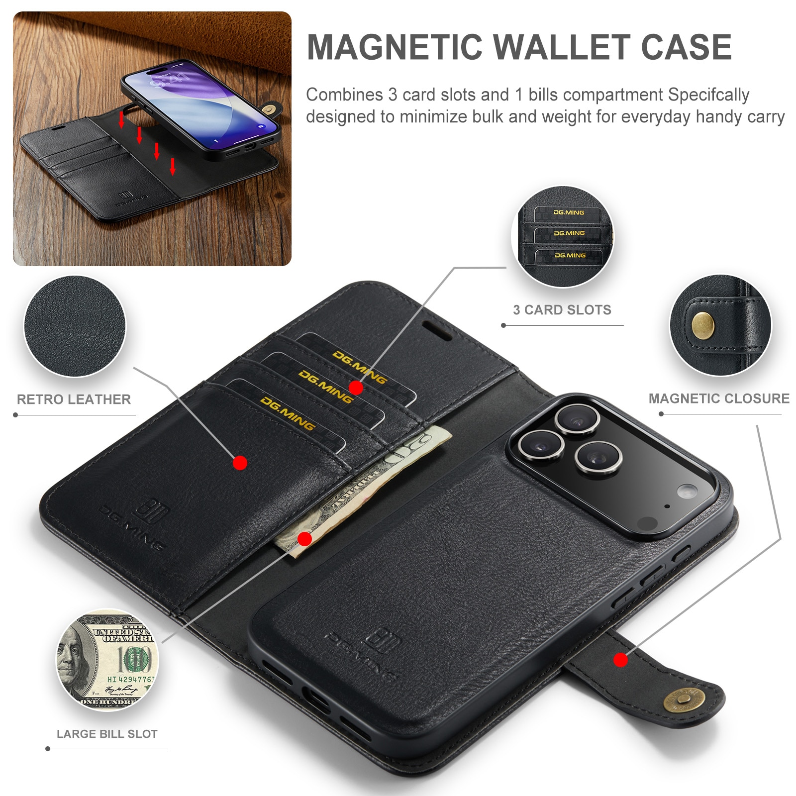 Magnet Wallet iPhone 17 Pro Max Black