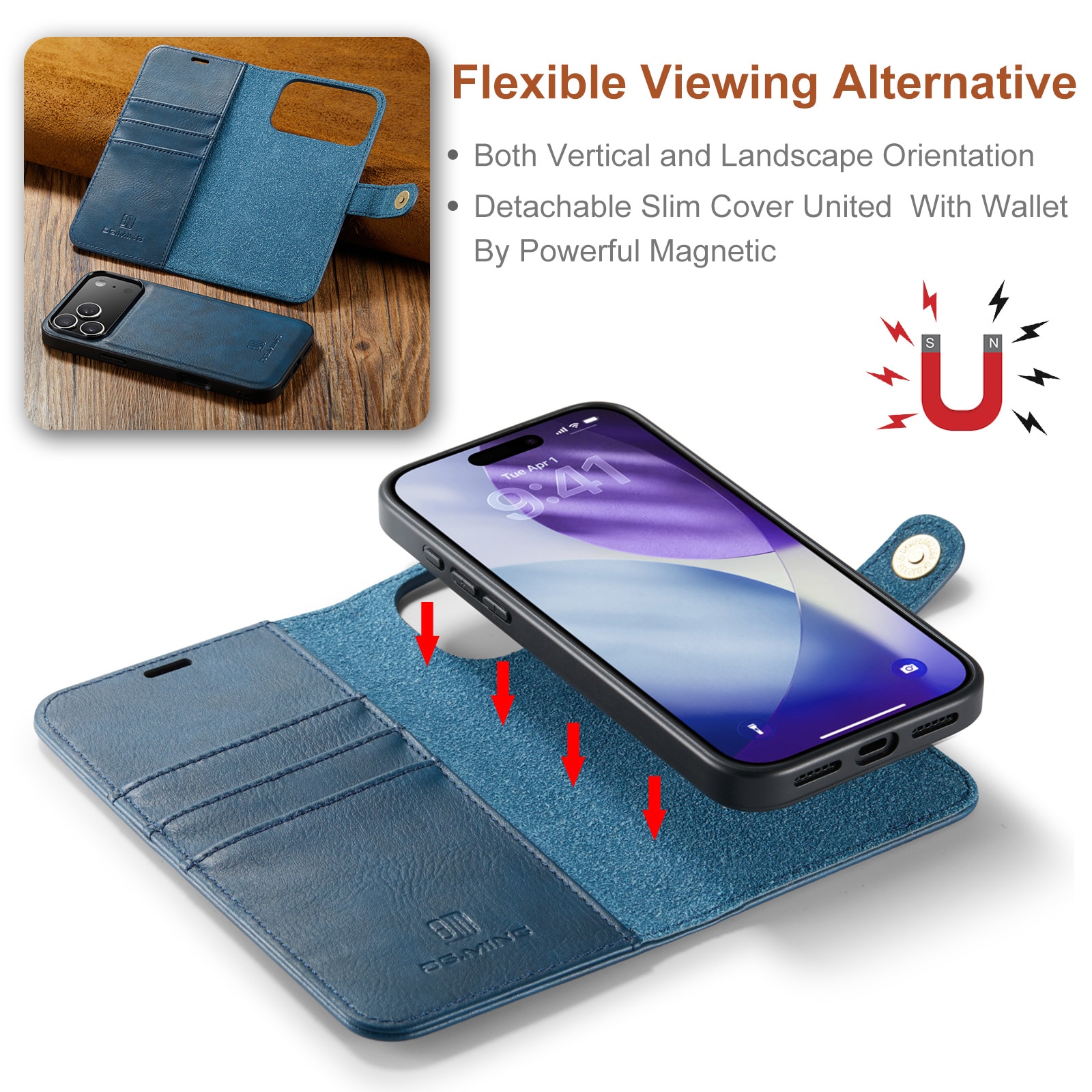 Magnet Wallet iPhone 17 Pro Max Blue