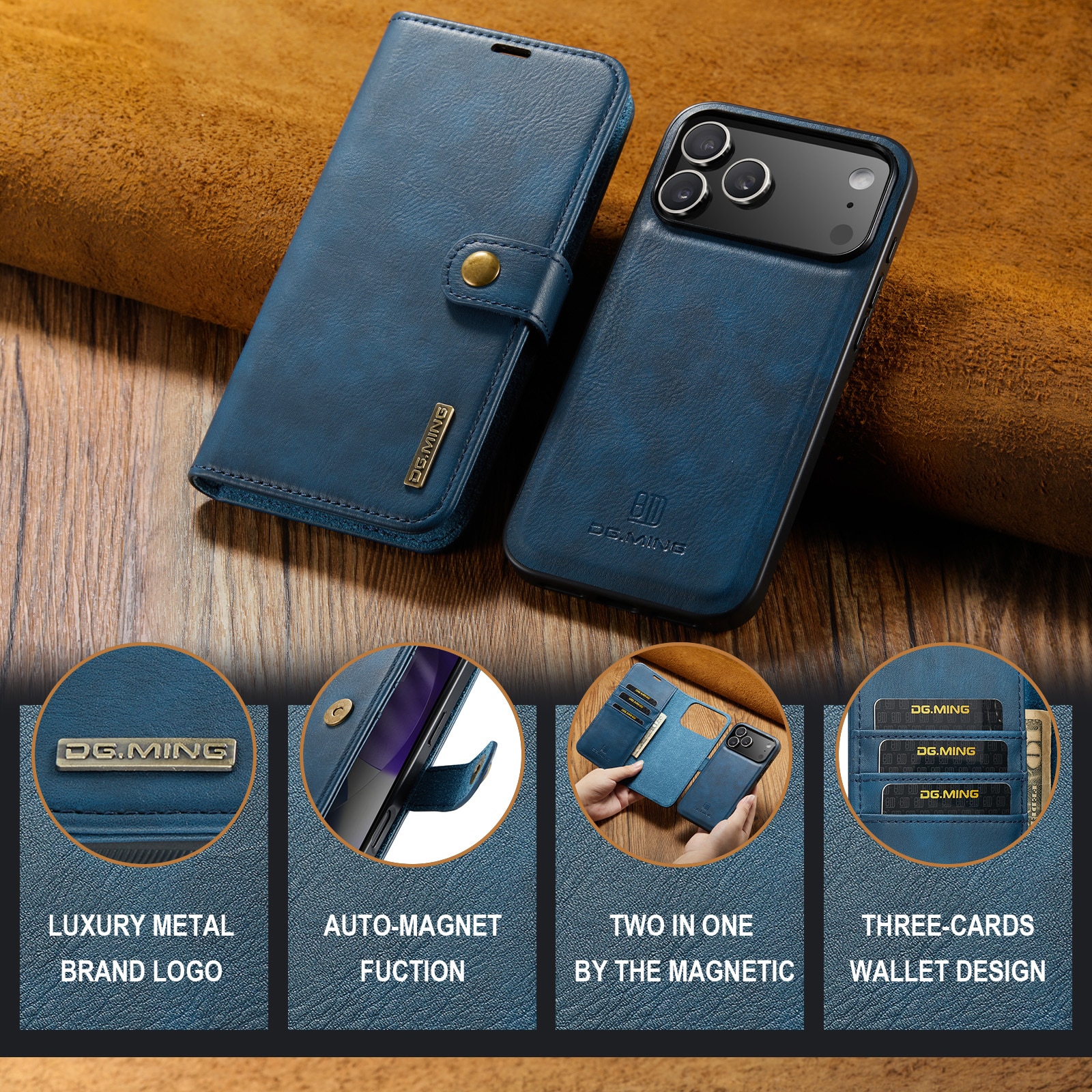 Magnet Wallet iPhone 17 Pro Max Blue