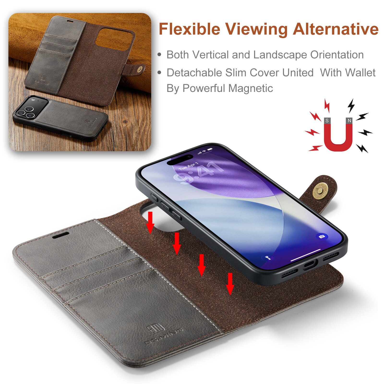 Magnet Wallet iPhone 17 Pro Max Brown