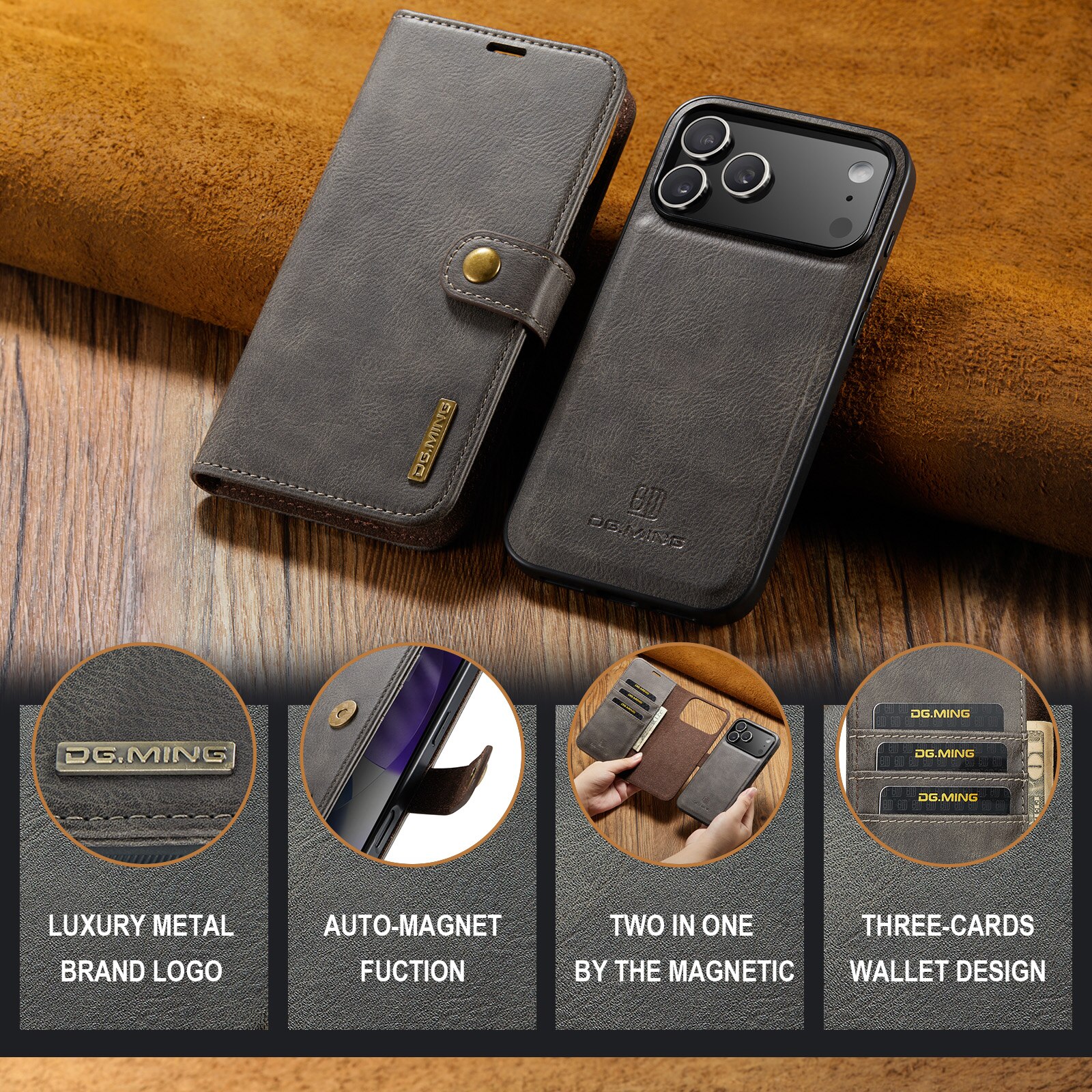 Magnet Wallet iPhone 17 Pro Max Brown