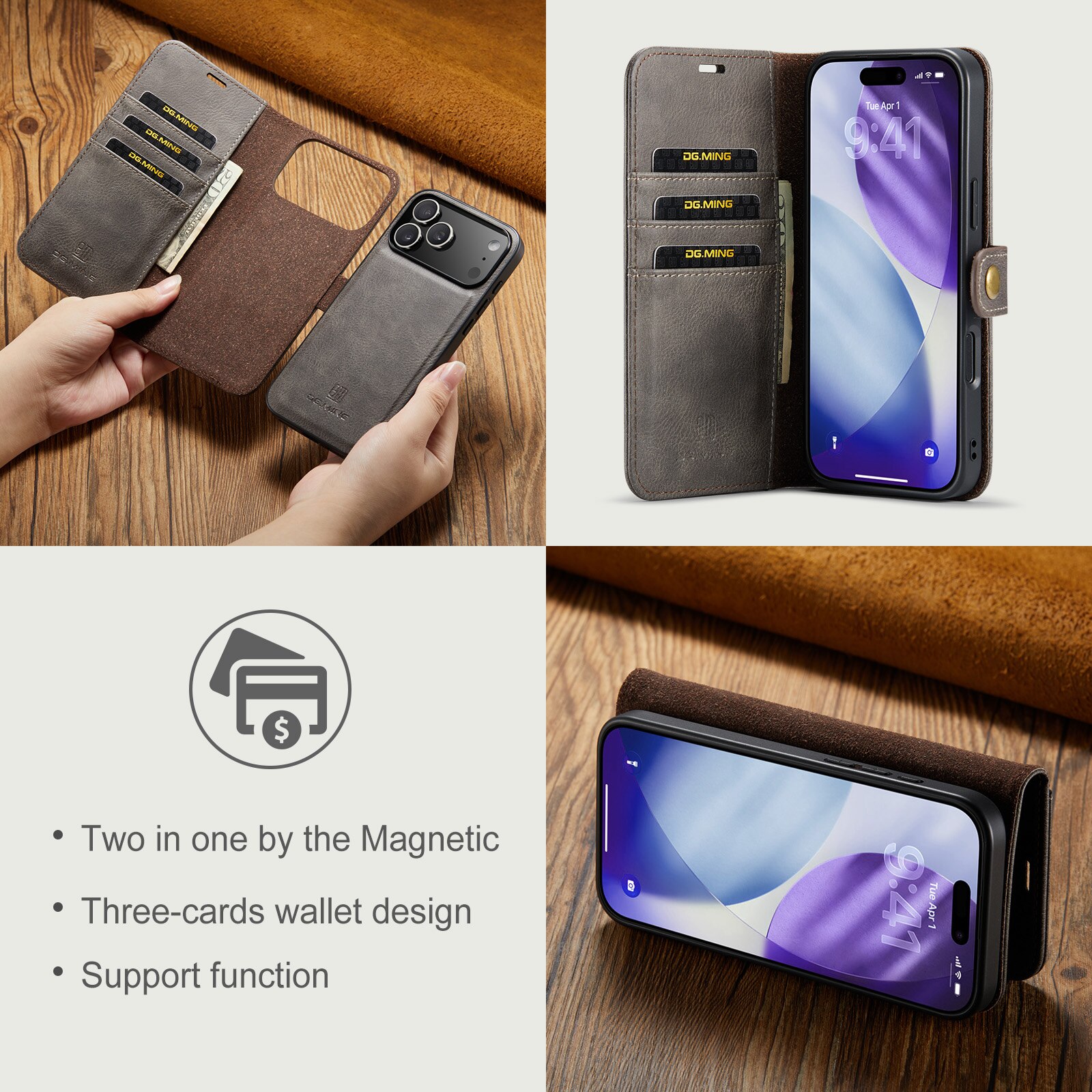 Magnet Wallet iPhone 17 Pro Max Brown