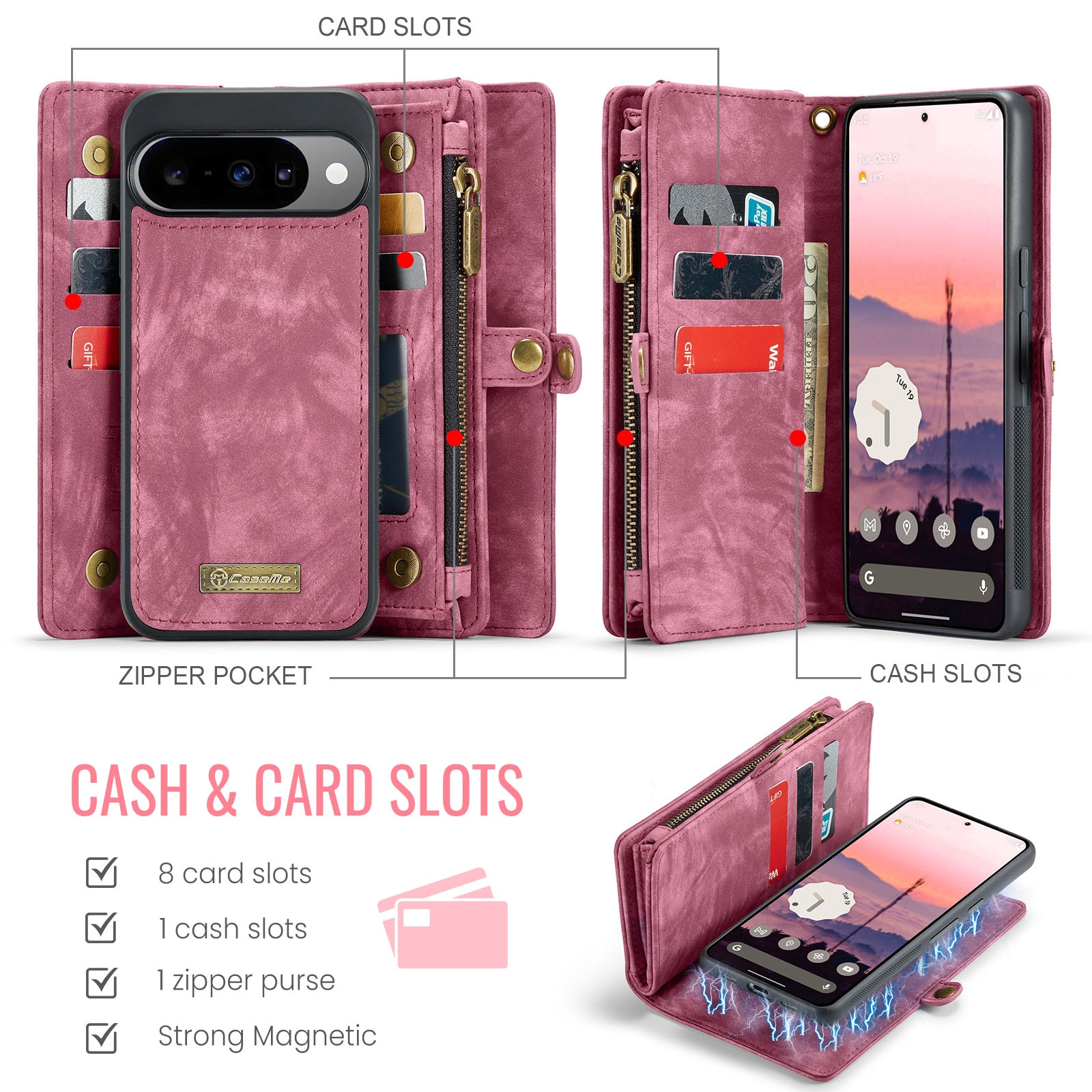 Multi-slot Hoesje Google Pixel 10 Pro Rood