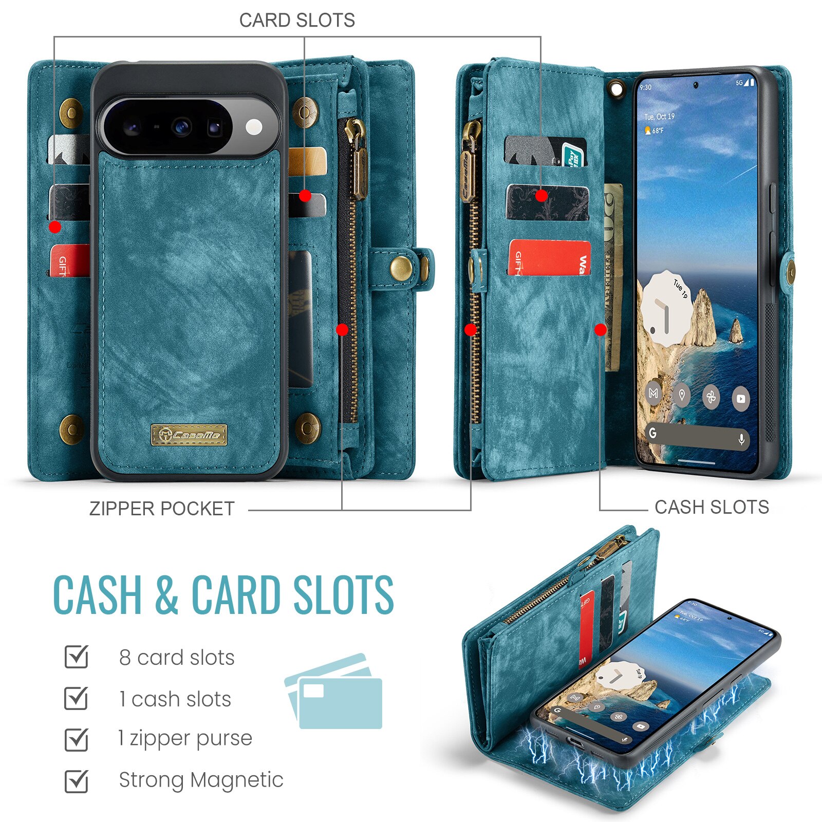 Multi-slot Hoesje Google Pixel 10 Blauw