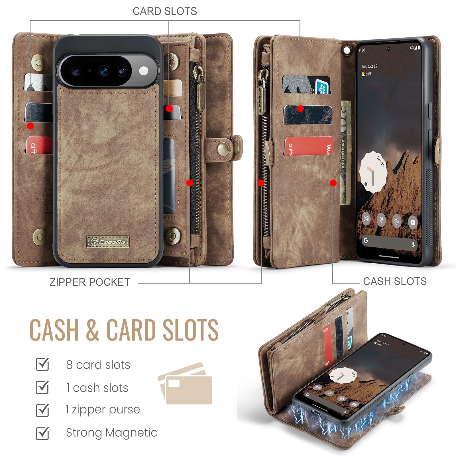 Multi-slot Hoesje Google Pixel 10 Bruin