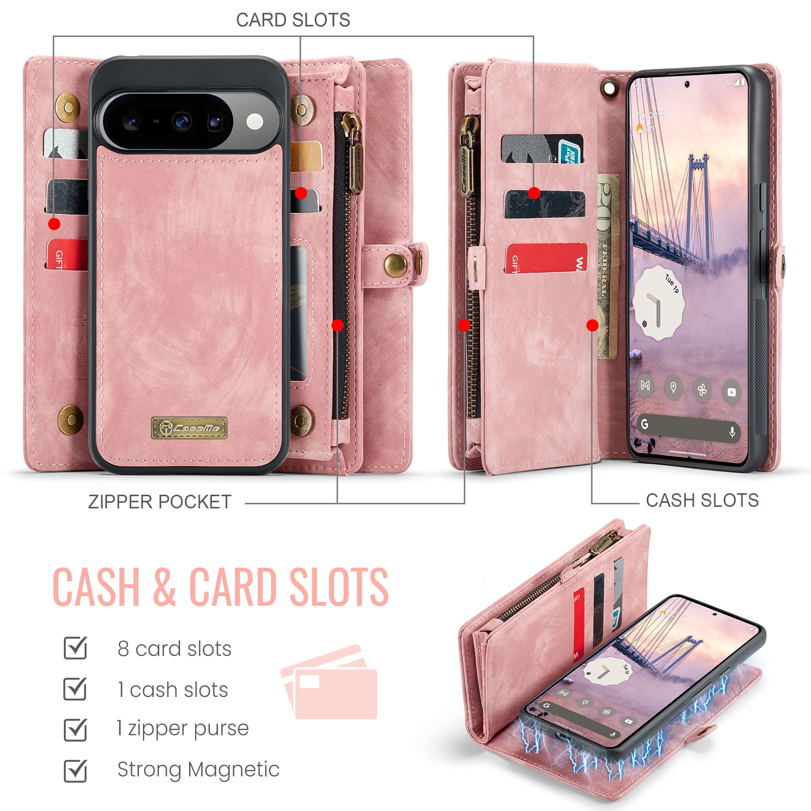 Multi-slot Hoesje Google Pixel 10 Roze