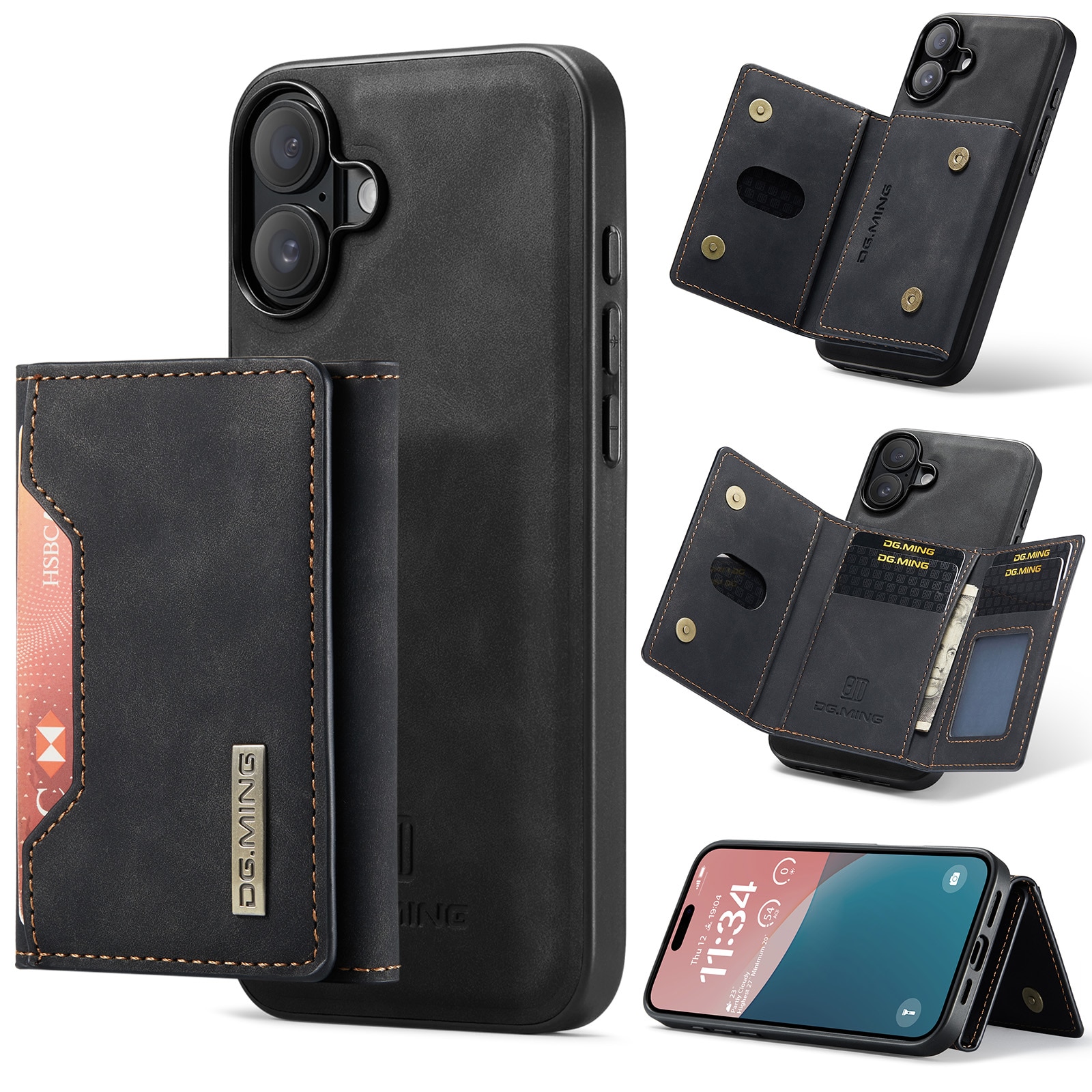 Magnetic Card Slots Case iPhone 17 Zwart