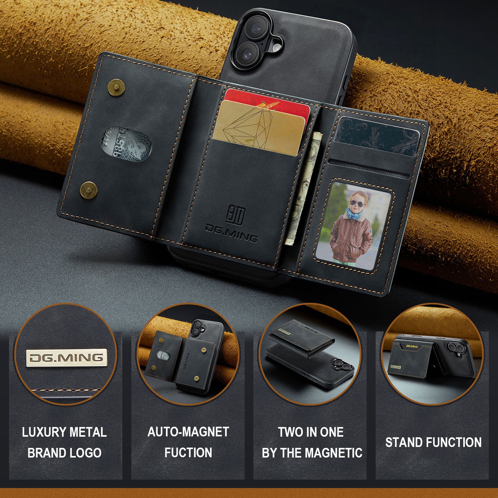 Magnetic Card Slots Case iPhone 17 Zwart