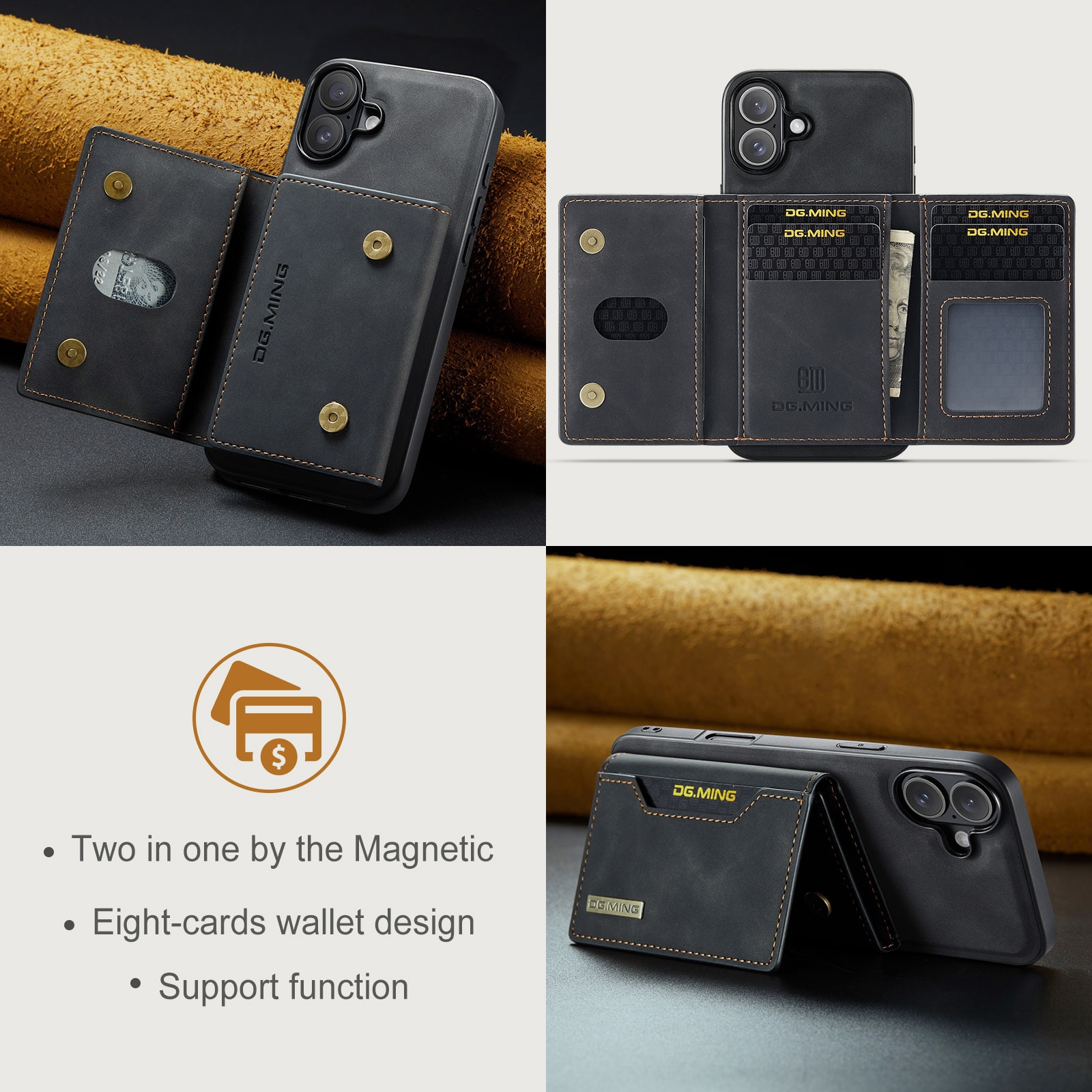 Magnetic Card Slots Case iPhone 17 Zwart