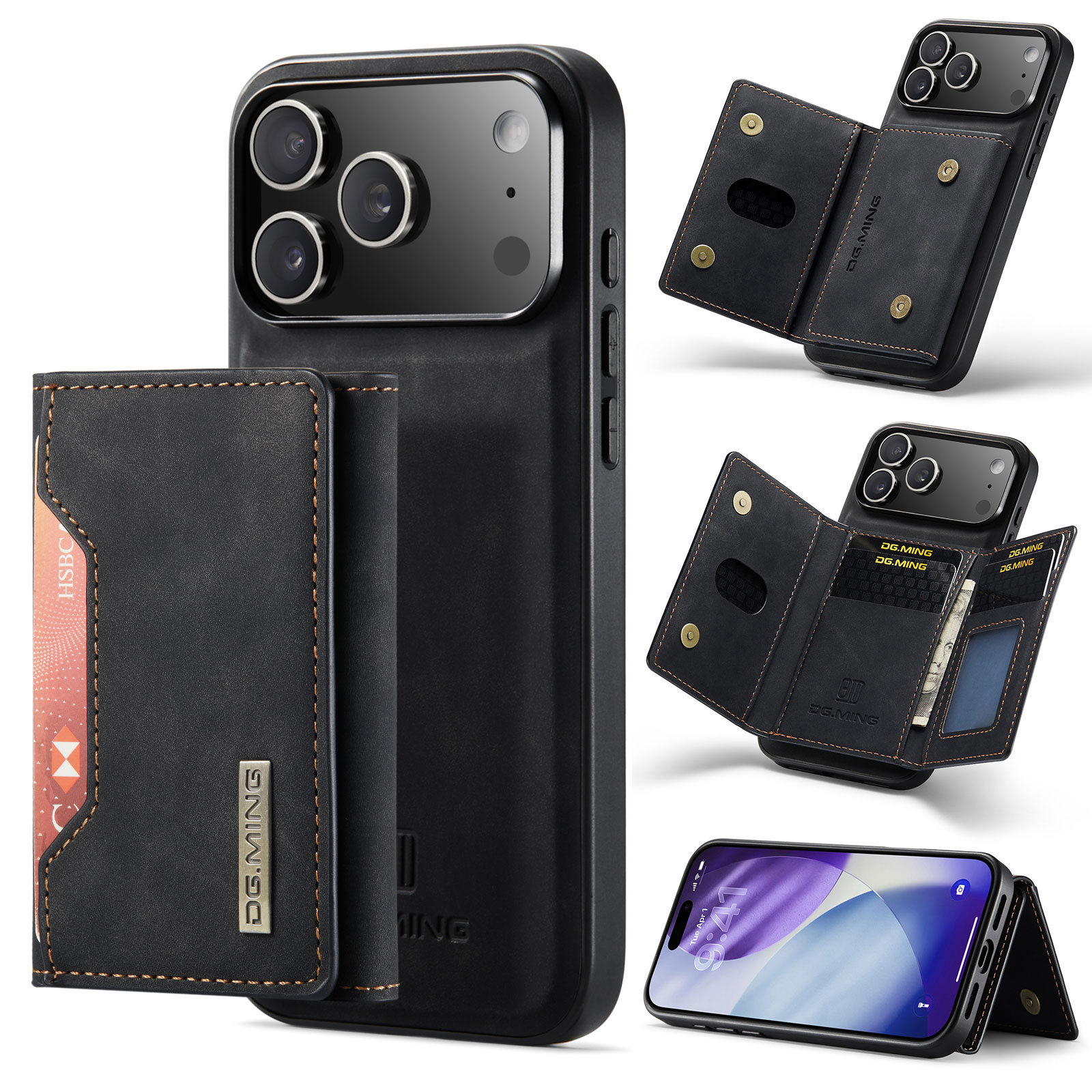 Magnetic Card Slots Case iPhone 17 Pro Max Zwart