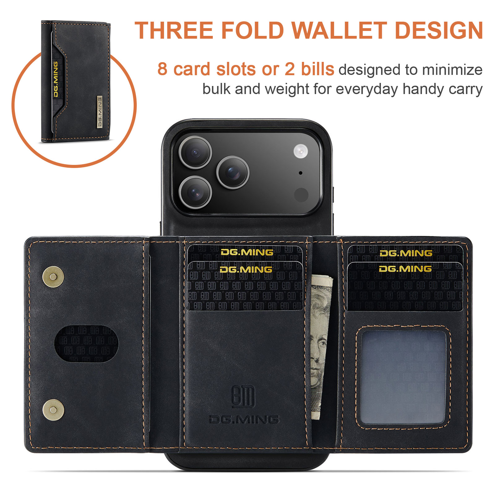 Magnetic Card Slots Case iPhone 17 Pro Max Zwart