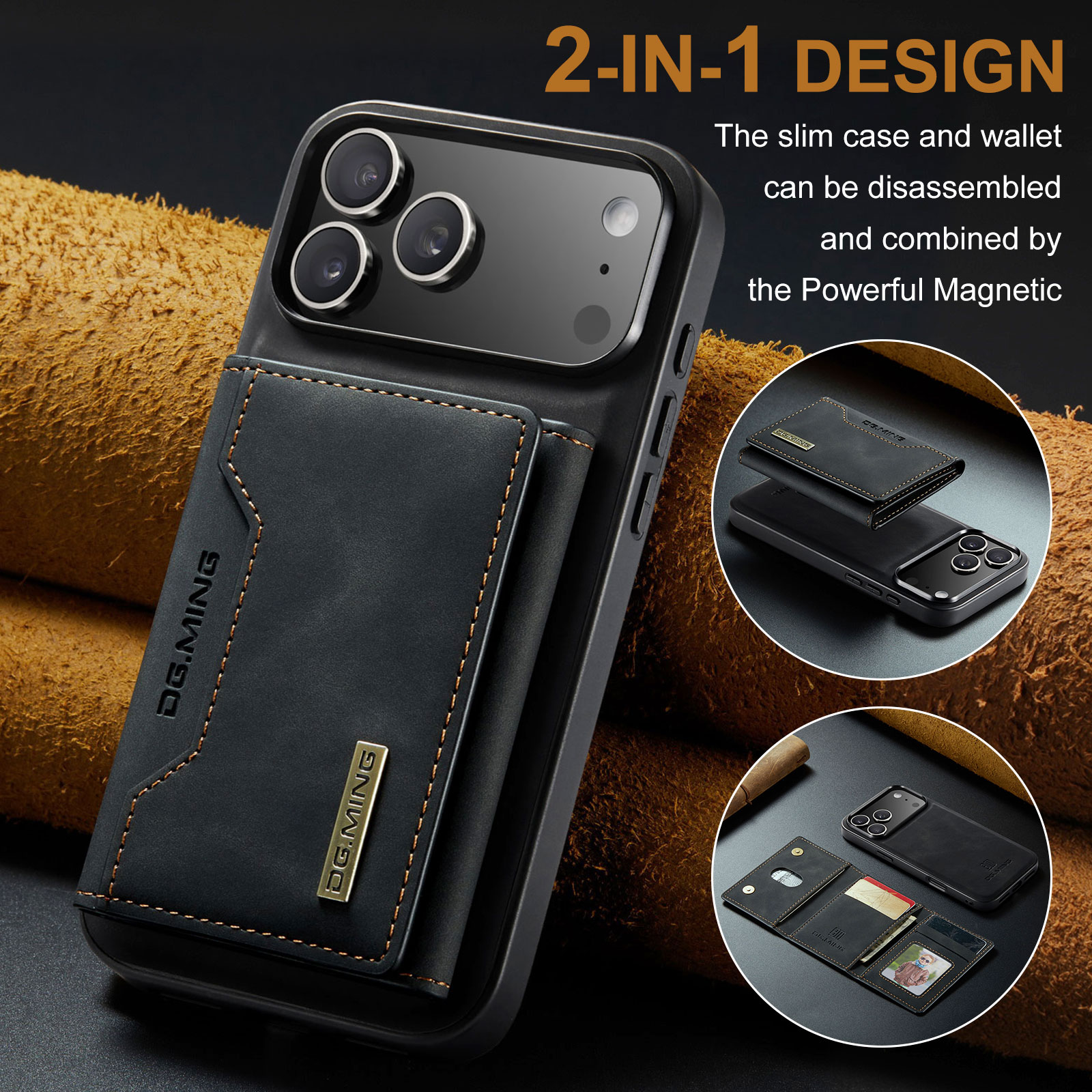Magnetic Card Slots Case iPhone 17 Pro Max Zwart