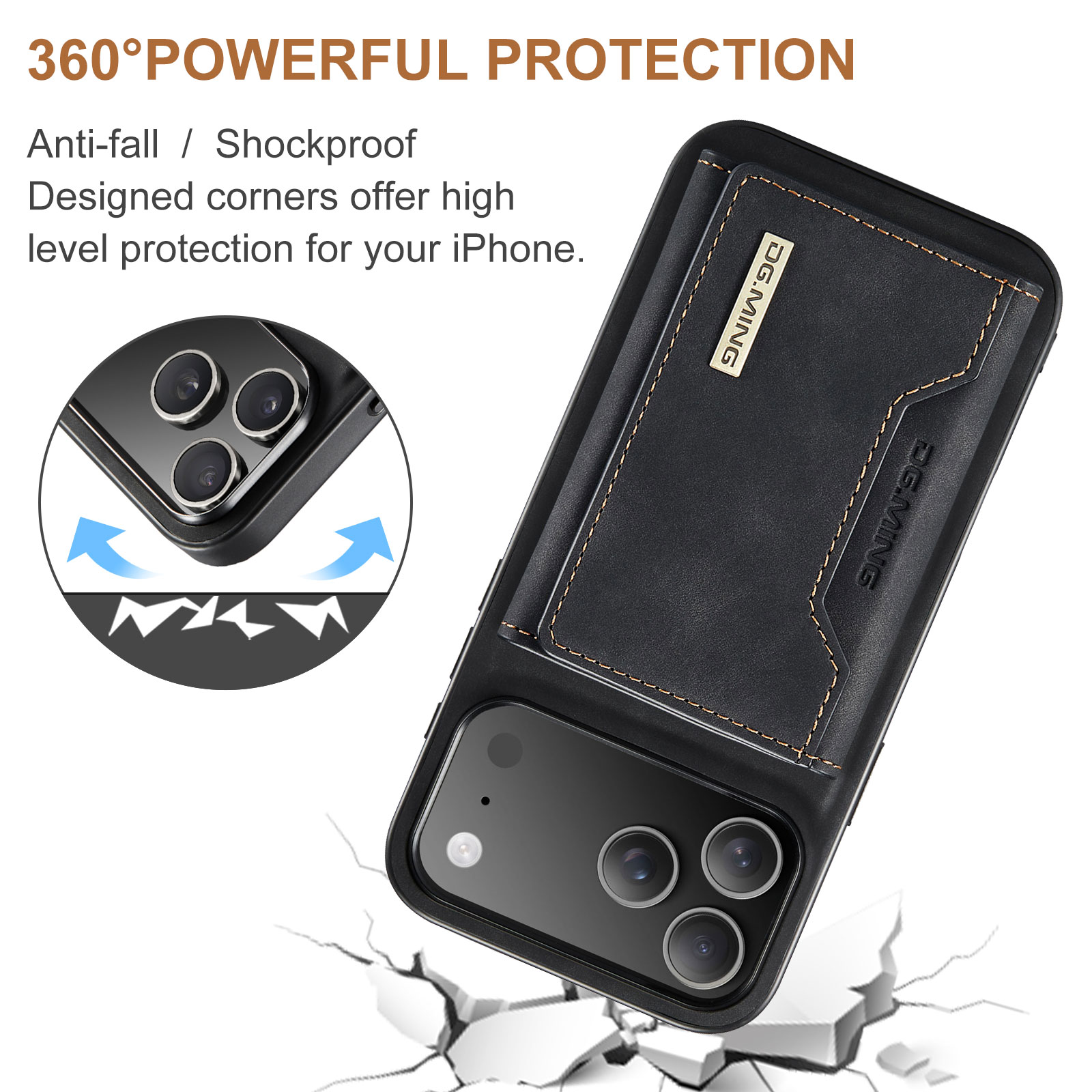 Magnetic Card Slots Case iPhone 17 Pro Max Zwart