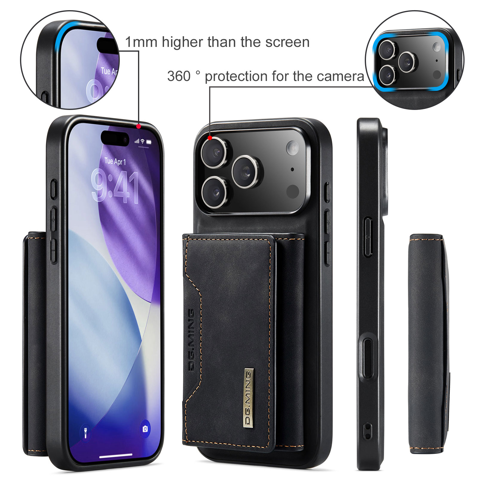 Magnetic Card Slots Case iPhone 17 Pro Max Zwart