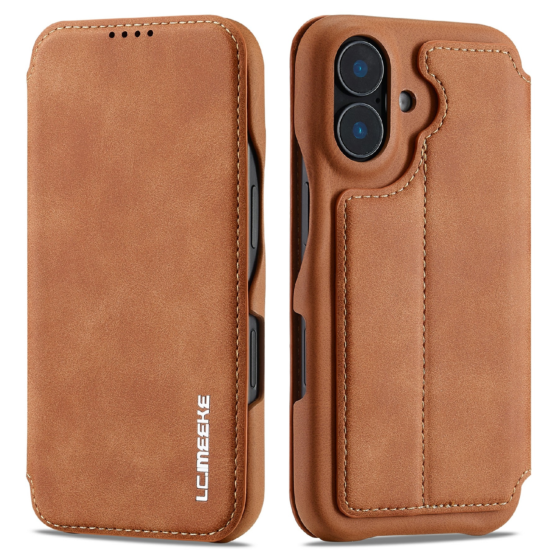 Slim Bookcover hoesje iPhone 17 Cognac