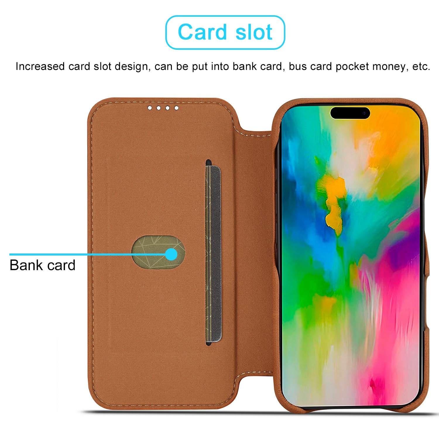 Slim Bookcover hoesje iPhone 17 Cognac