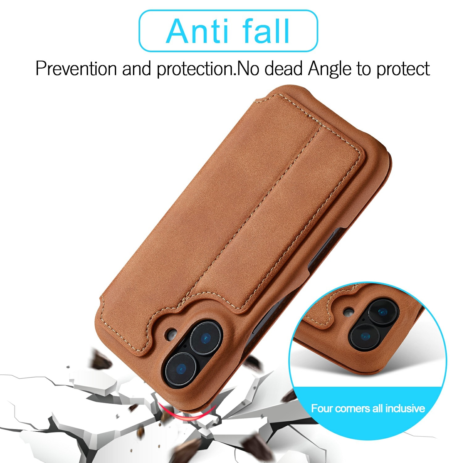 Slim Bookcover hoesje iPhone 17 Cognac