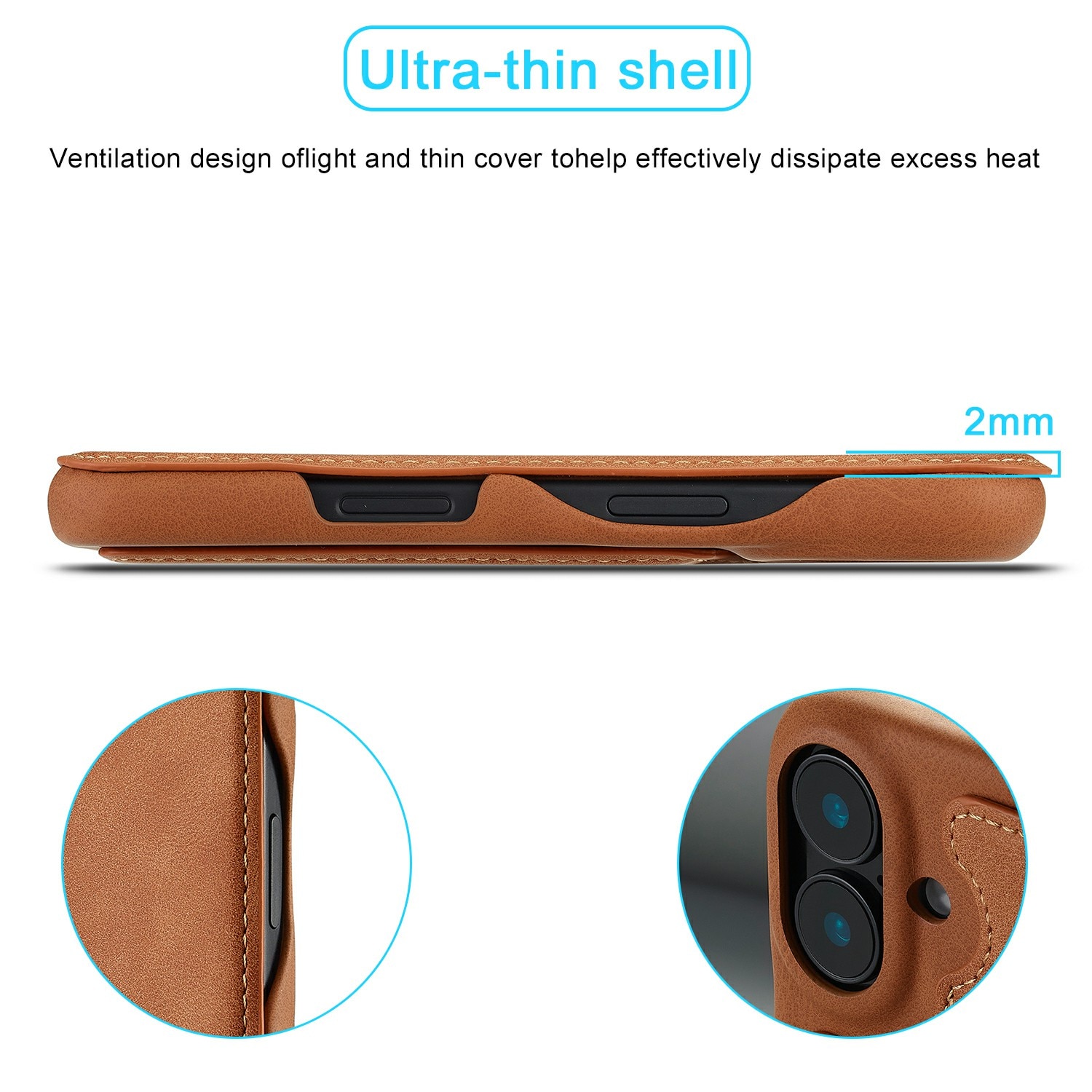 Slim Bookcover hoesje iPhone 17 Cognac