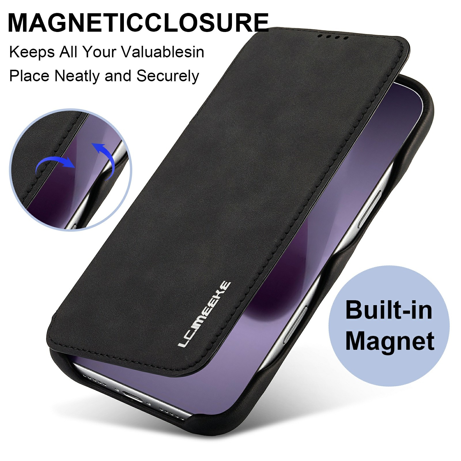 Slim Bookcover hoesje iPhone 17 Pro Zwart