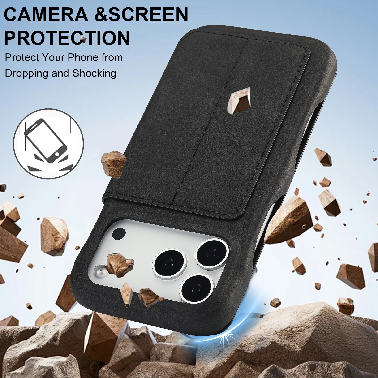 Slim Bookcover hoesje iPhone 17 Pro Zwart