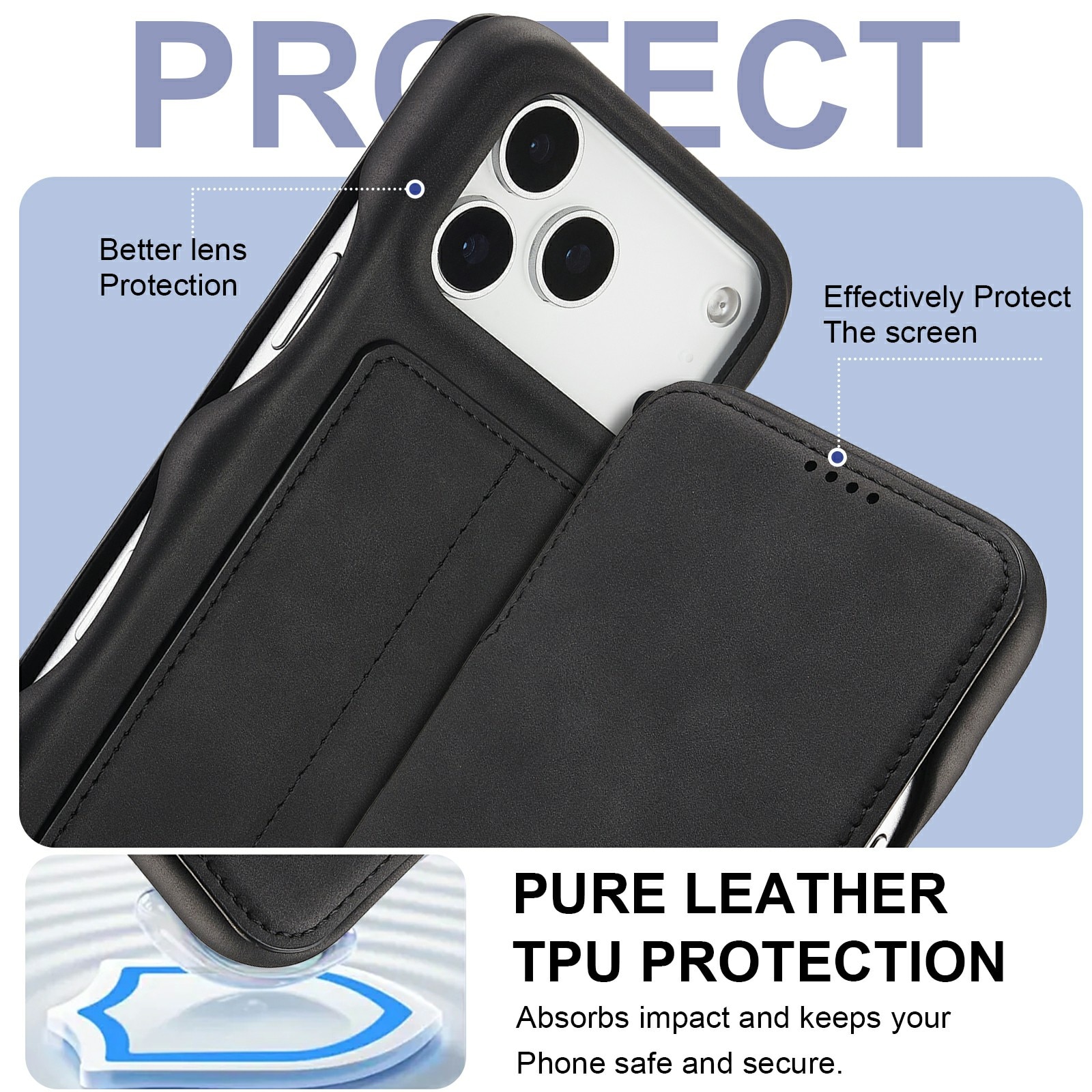 Slim Bookcover hoesje iPhone 17 Pro Zwart
