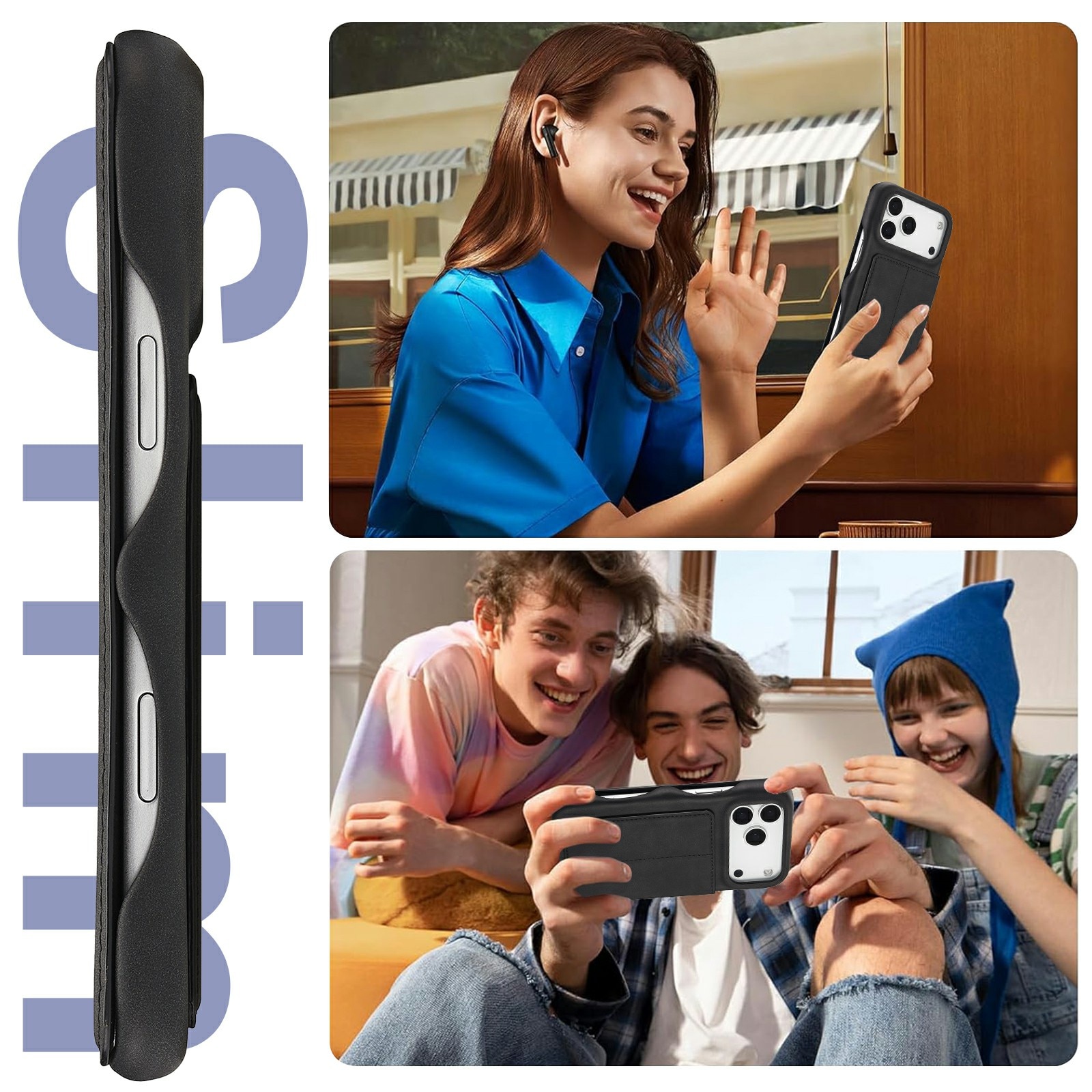 Slim Bookcover hoesje iPhone 17 Pro Zwart