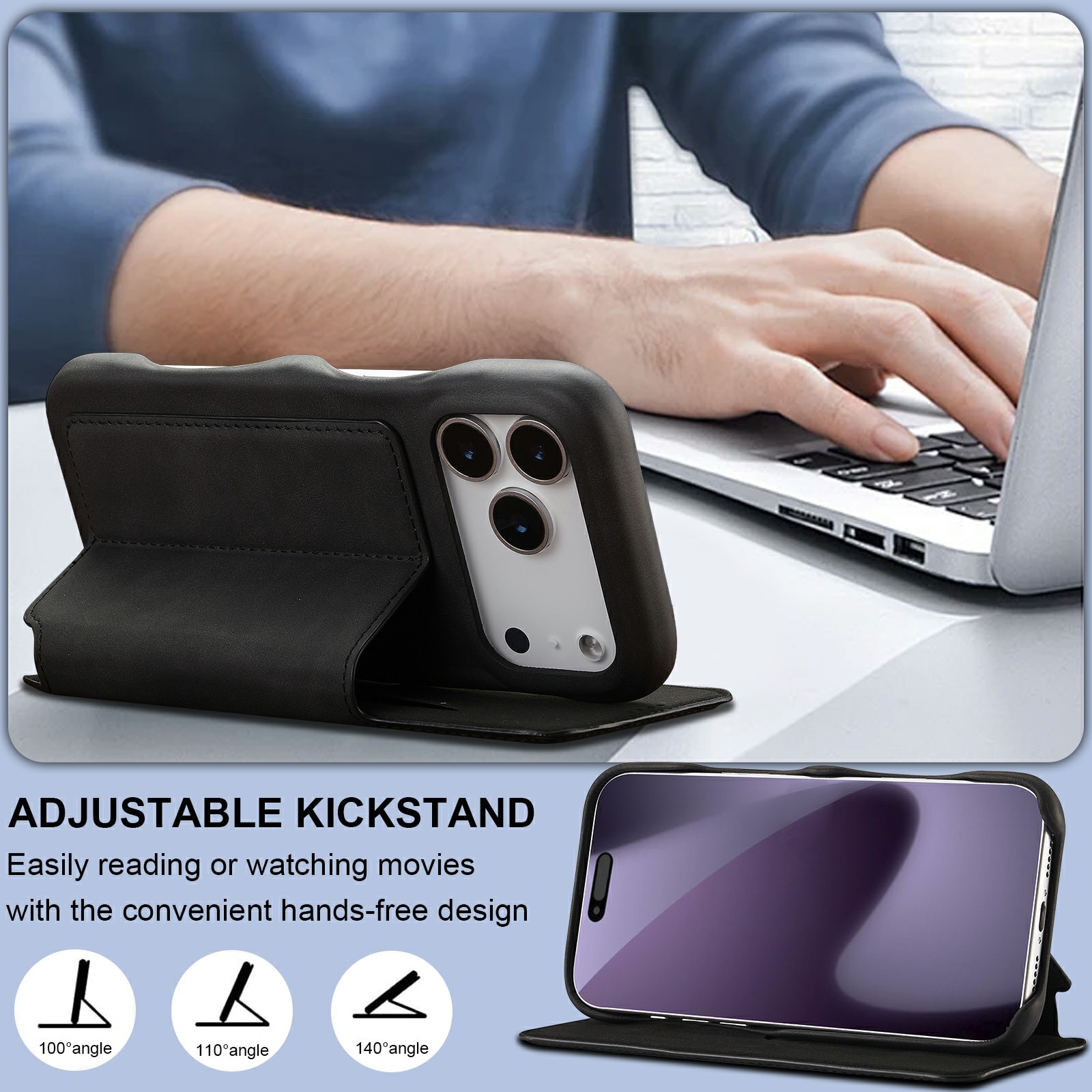 Slim Bookcover hoesje iPhone 17 Pro Zwart