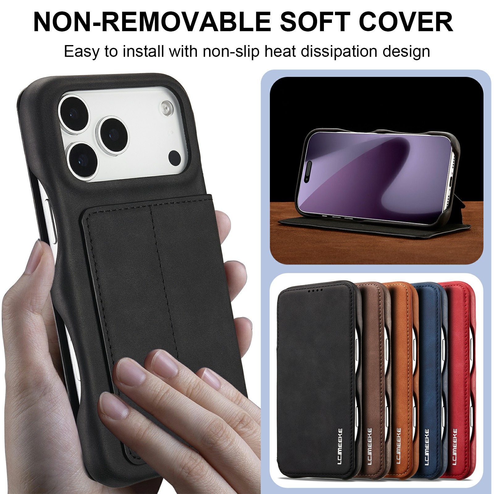 Slim Bookcover hoesje iPhone 17 Pro Zwart