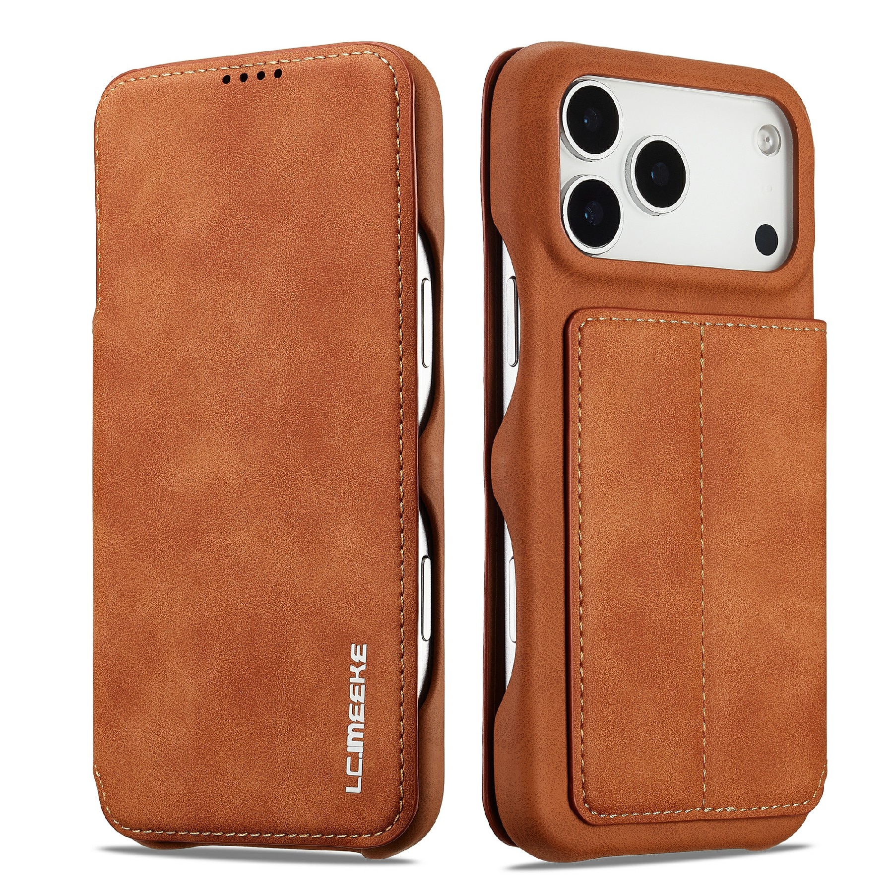 Slim Bookcover hoesje iPhone 17 Pro Cognac