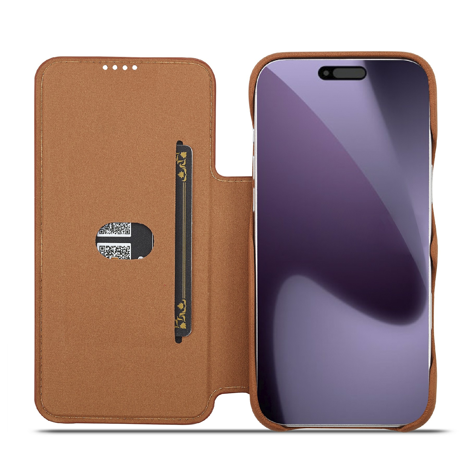 Slim Bookcover hoesje iPhone 17 Pro Cognac