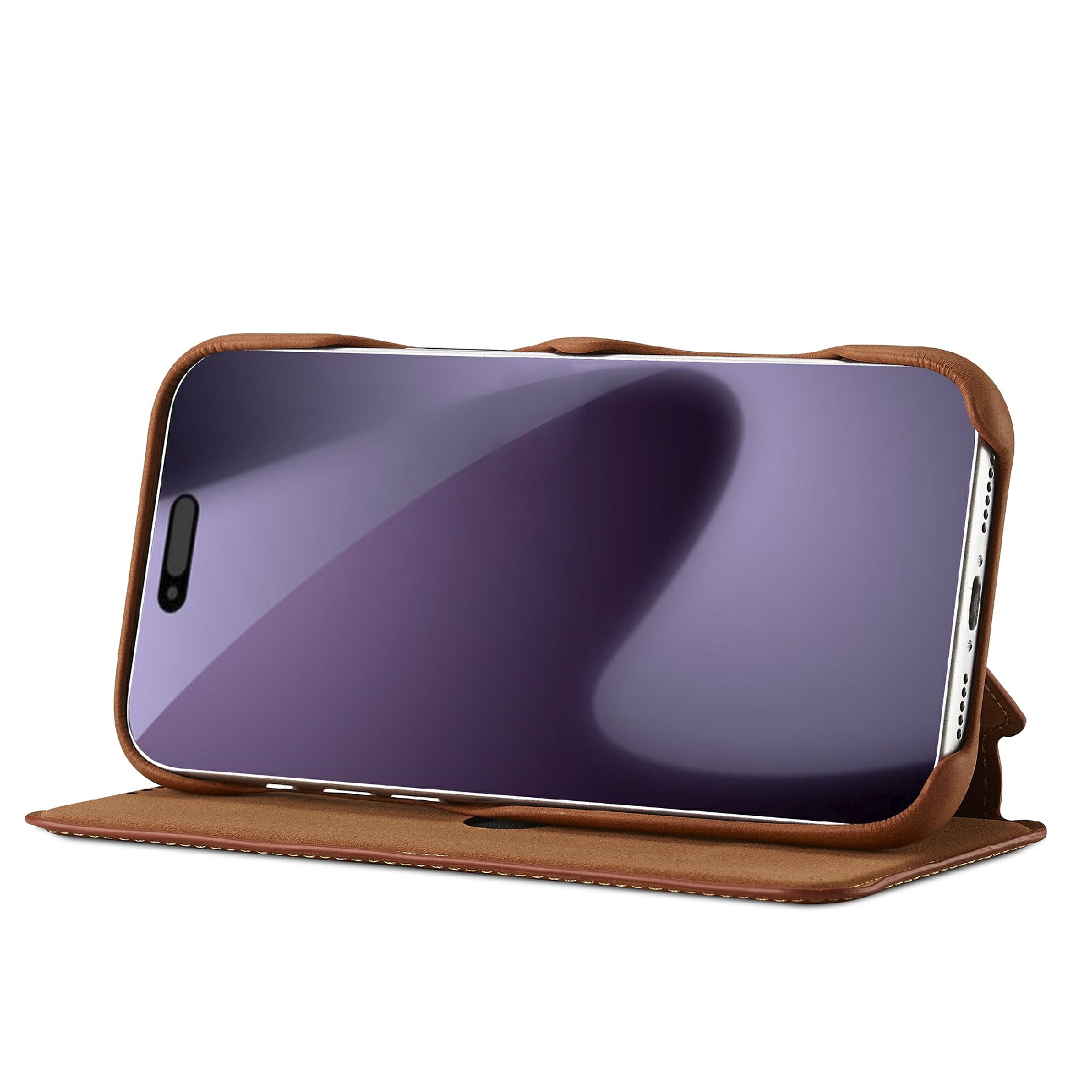 Slim Bookcover hoesje iPhone 17 Pro Cognac