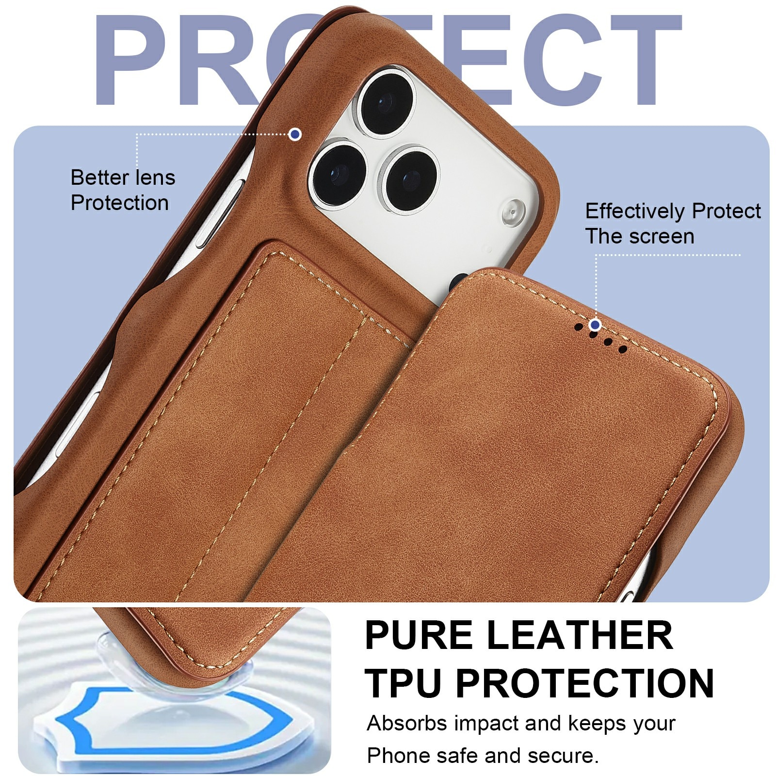 Slim Bookcover hoesje iPhone 17 Pro Cognac