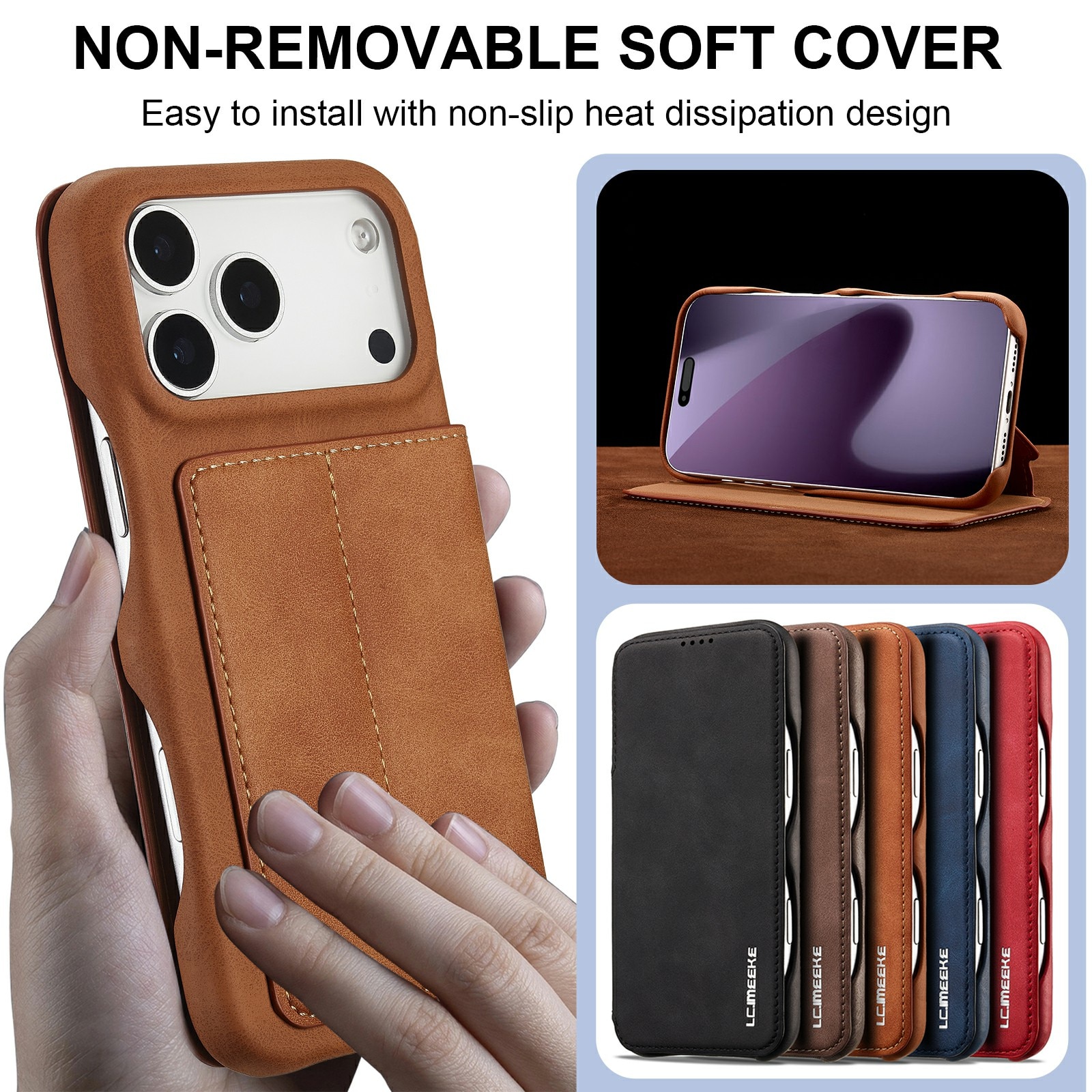 Slim Bookcover hoesje iPhone 17 Pro Cognac